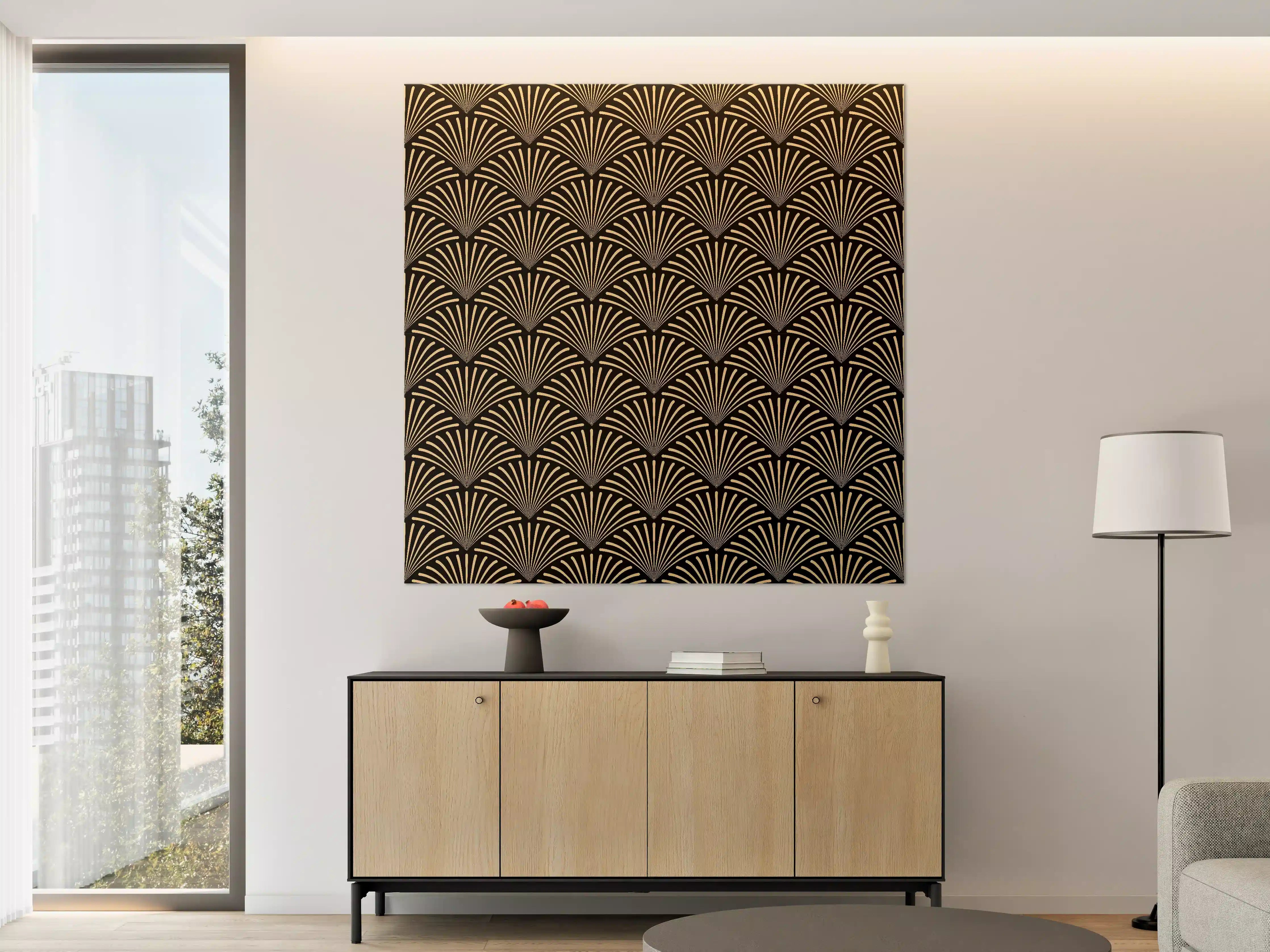 Große Wandbilder - Gold-Schwarz Art Déco Muster
