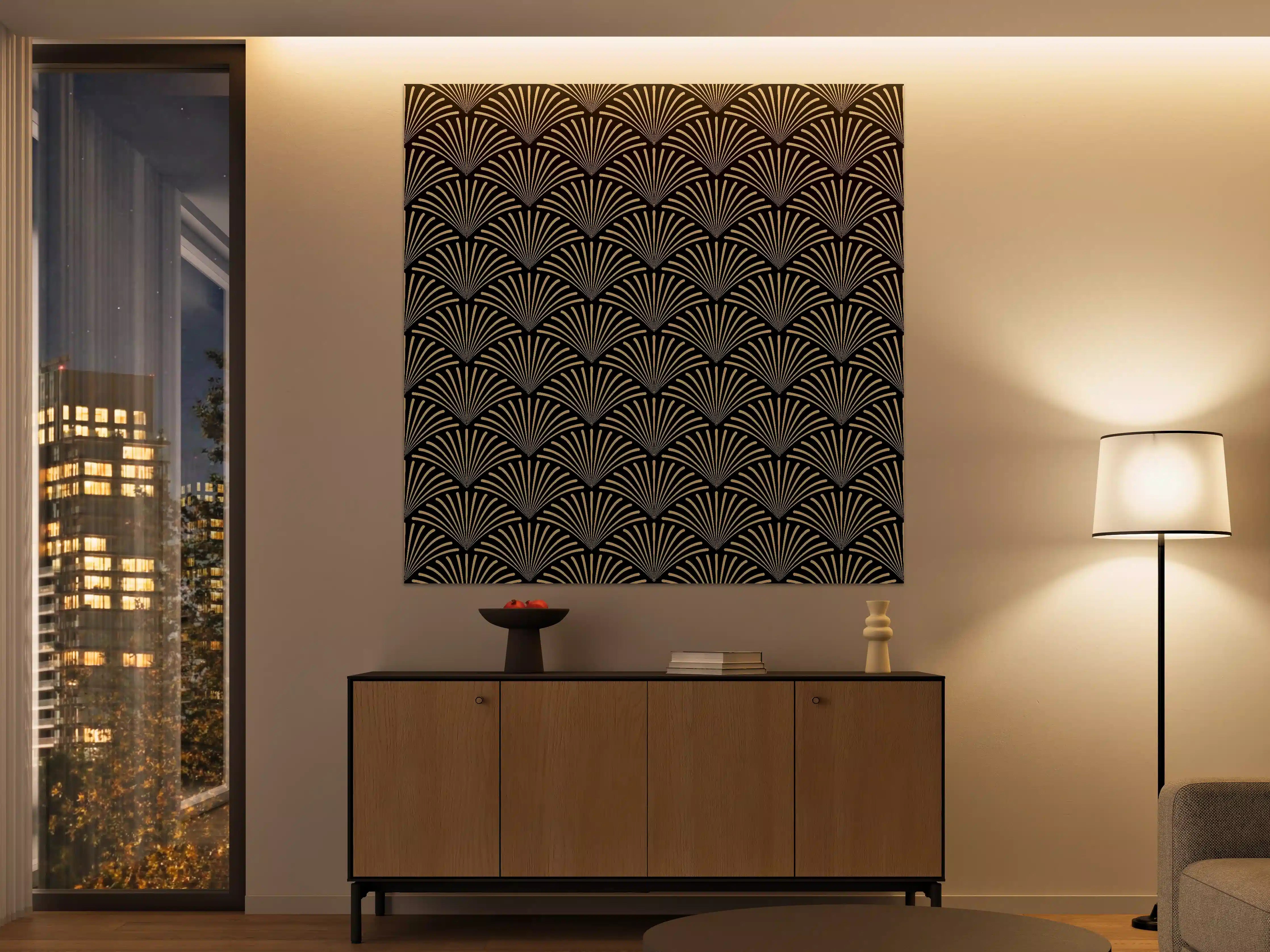 Große Wandbilder - Gold-Schwarz Art Déco Muster