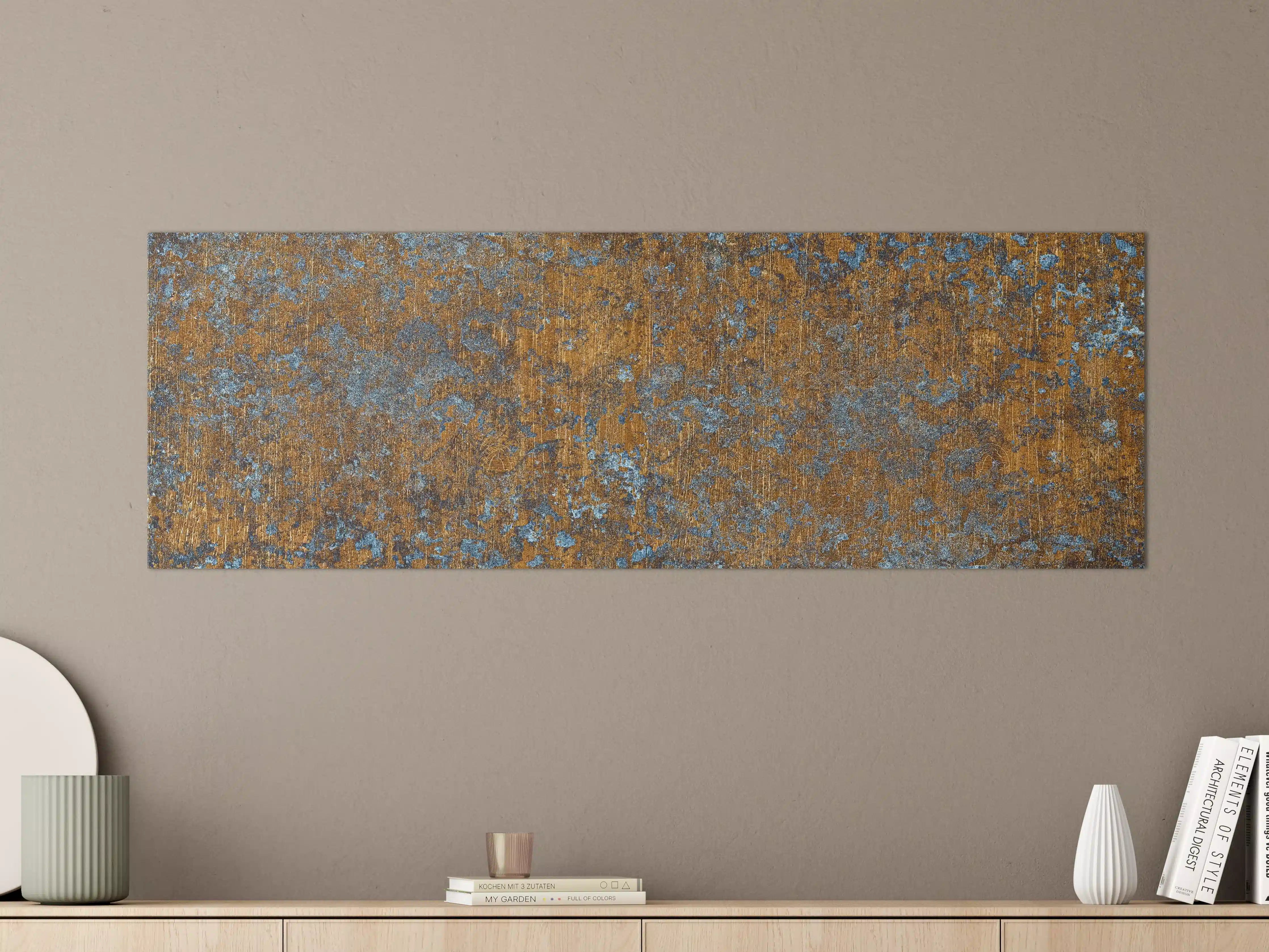 Große Wandbilder - Gold-blaue alte Metalltextur