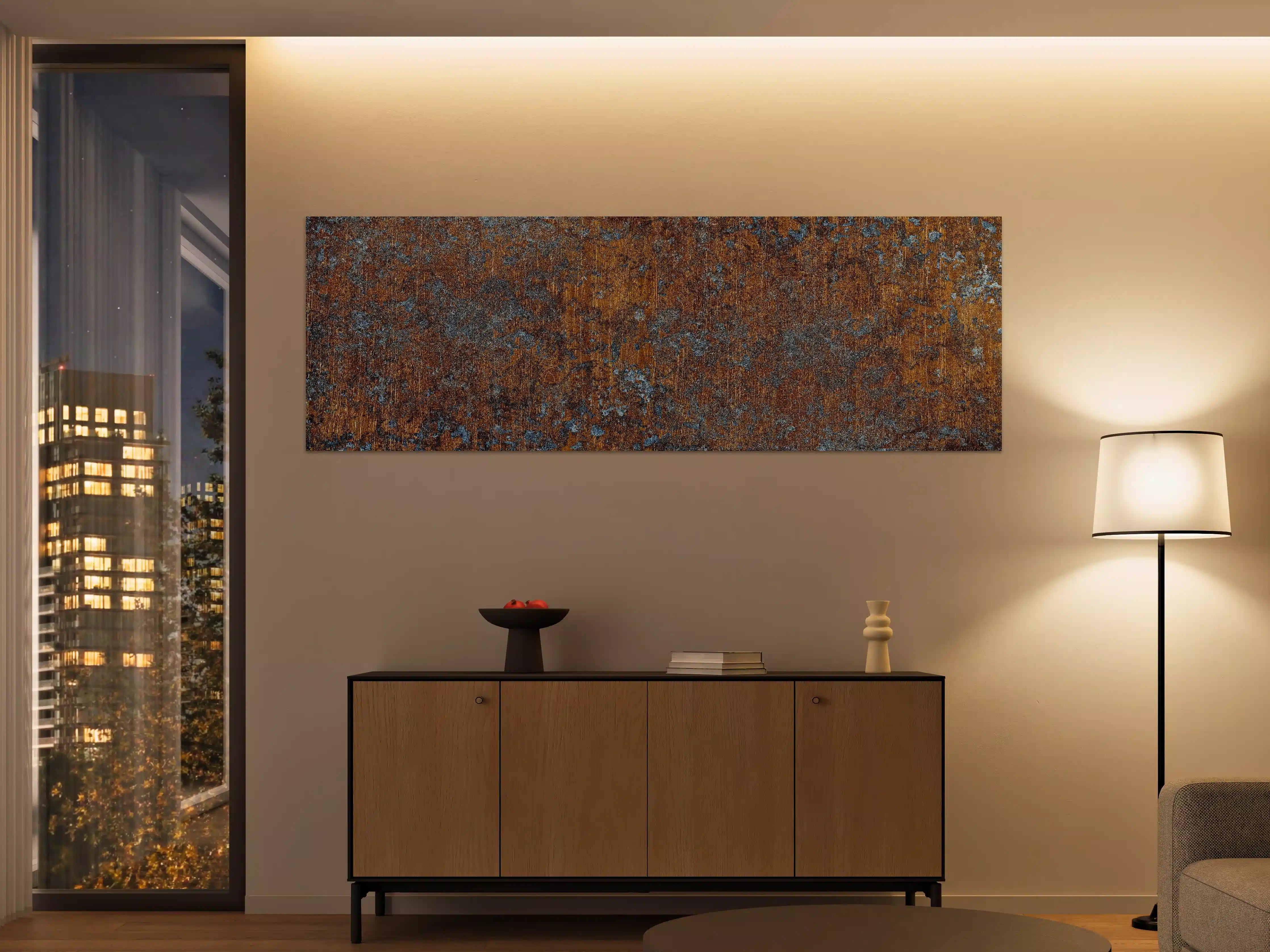 Große Wandbilder - Gold-blaue alte Metalltextur