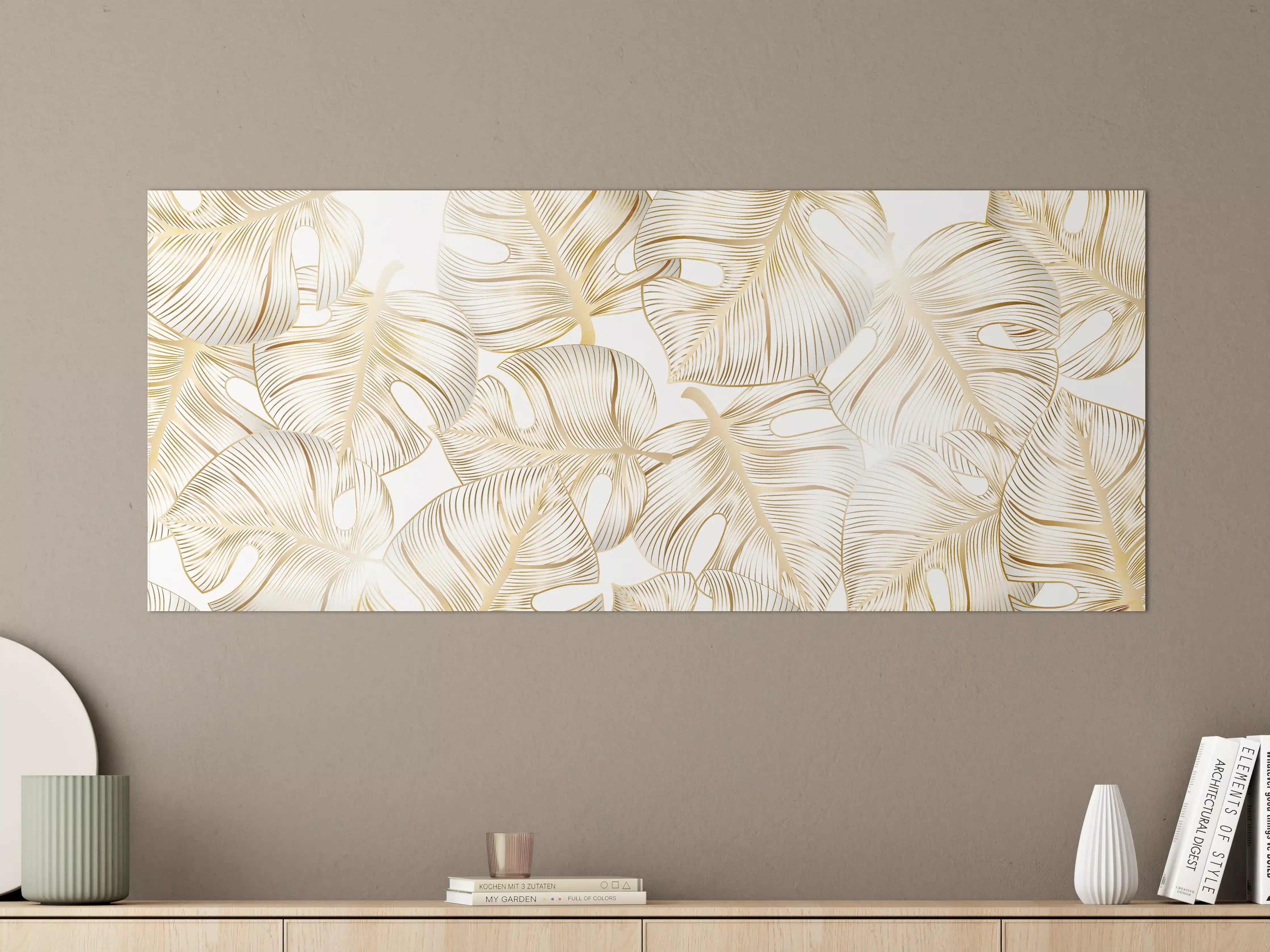Große Wandbilder - Goldene Blattadern Struktur