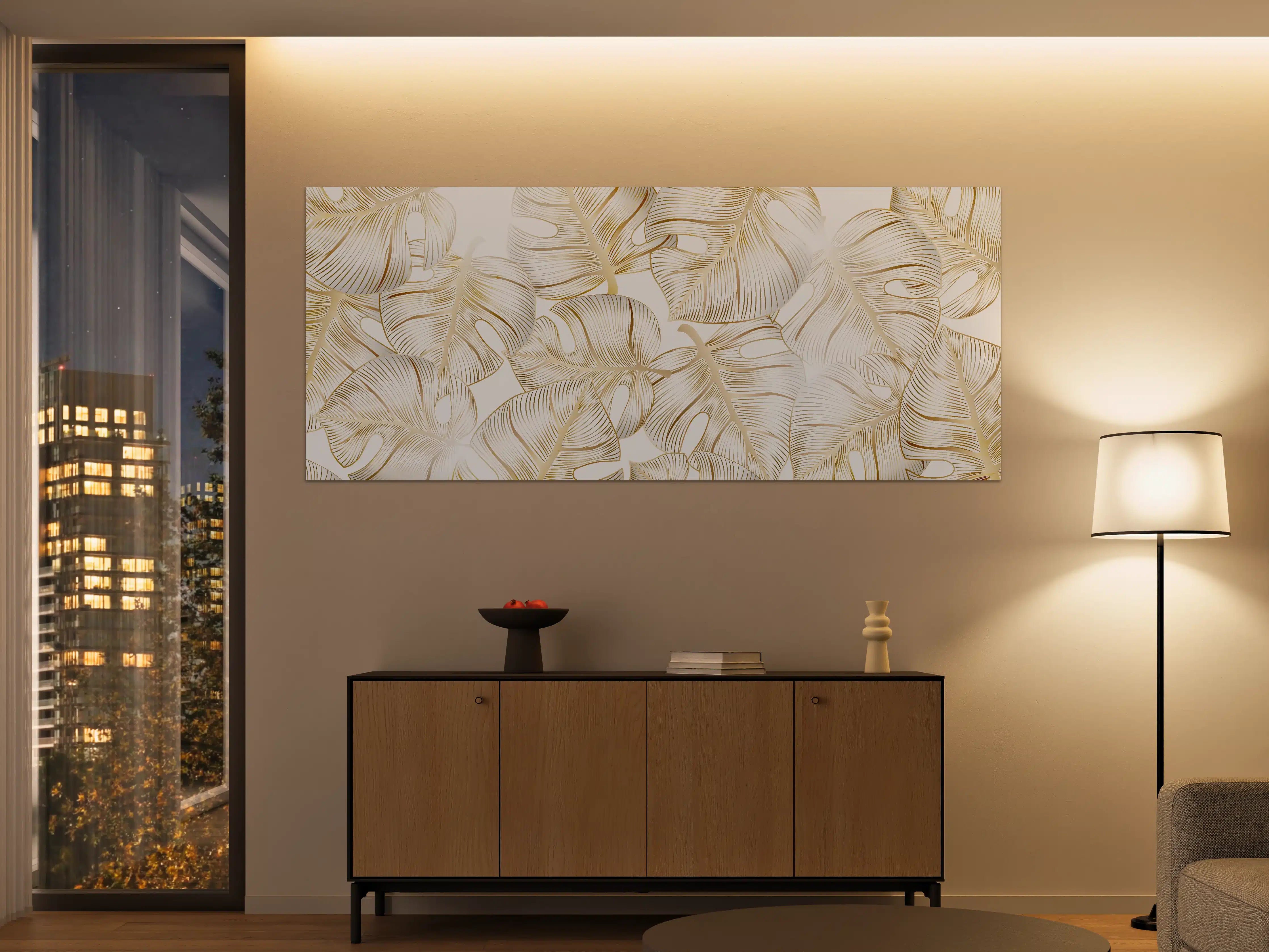 Große Wandbilder - Goldene Blattadern Struktur