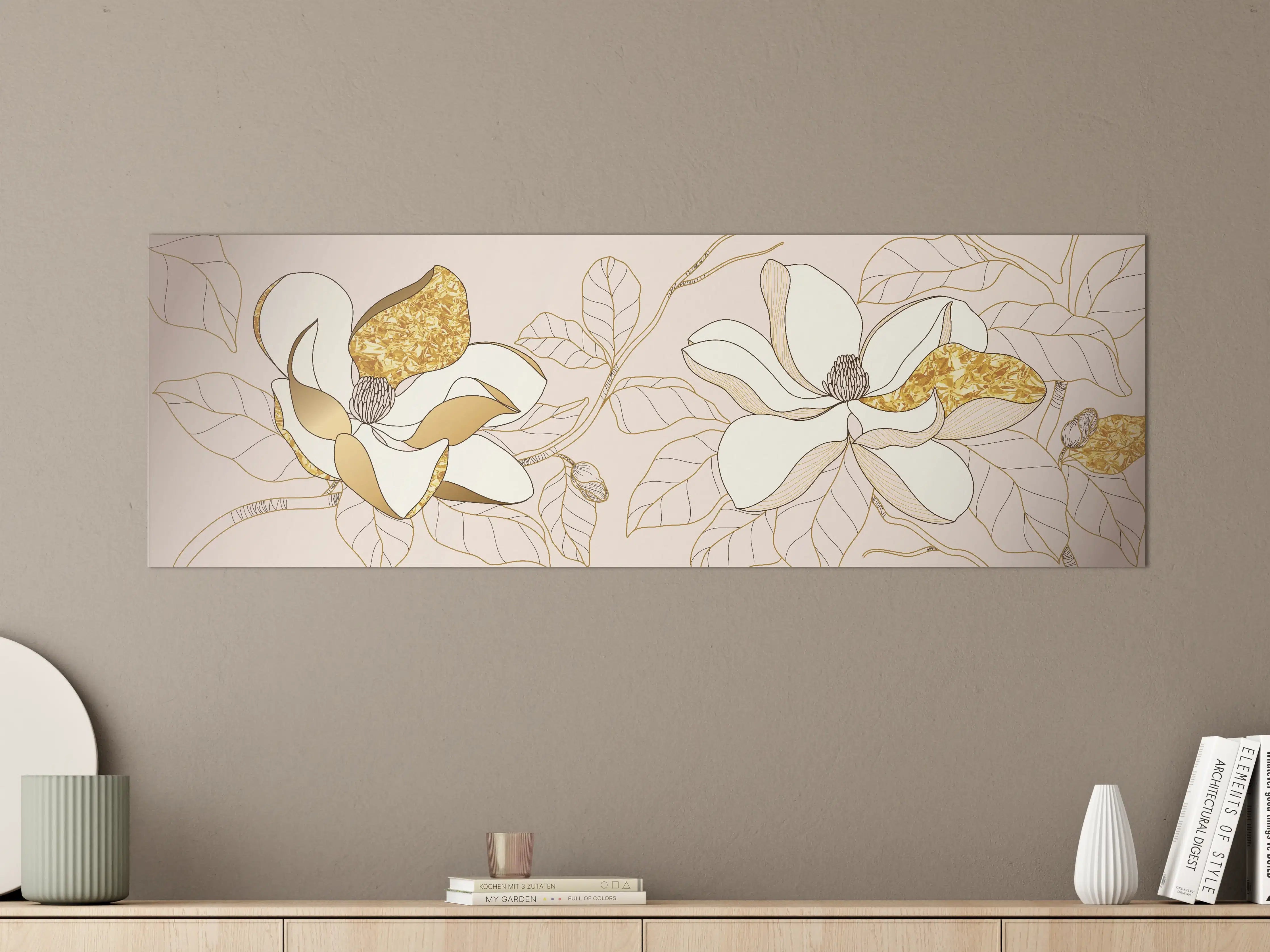Große Wandbilder - Goldene Blumenmuster Illustration