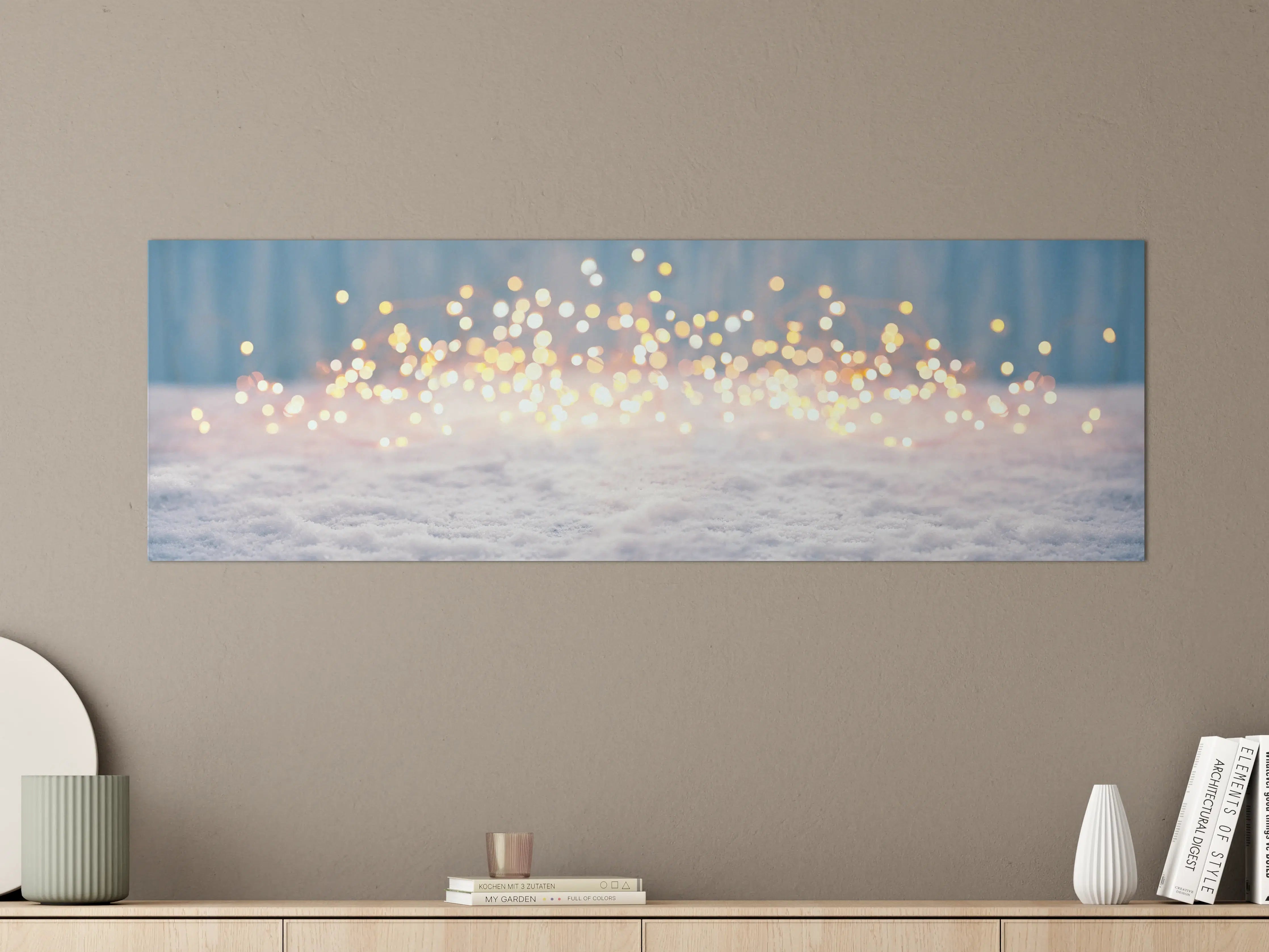 Große Wandbilder - Goldene Bokeh-Lichter Winterzauber