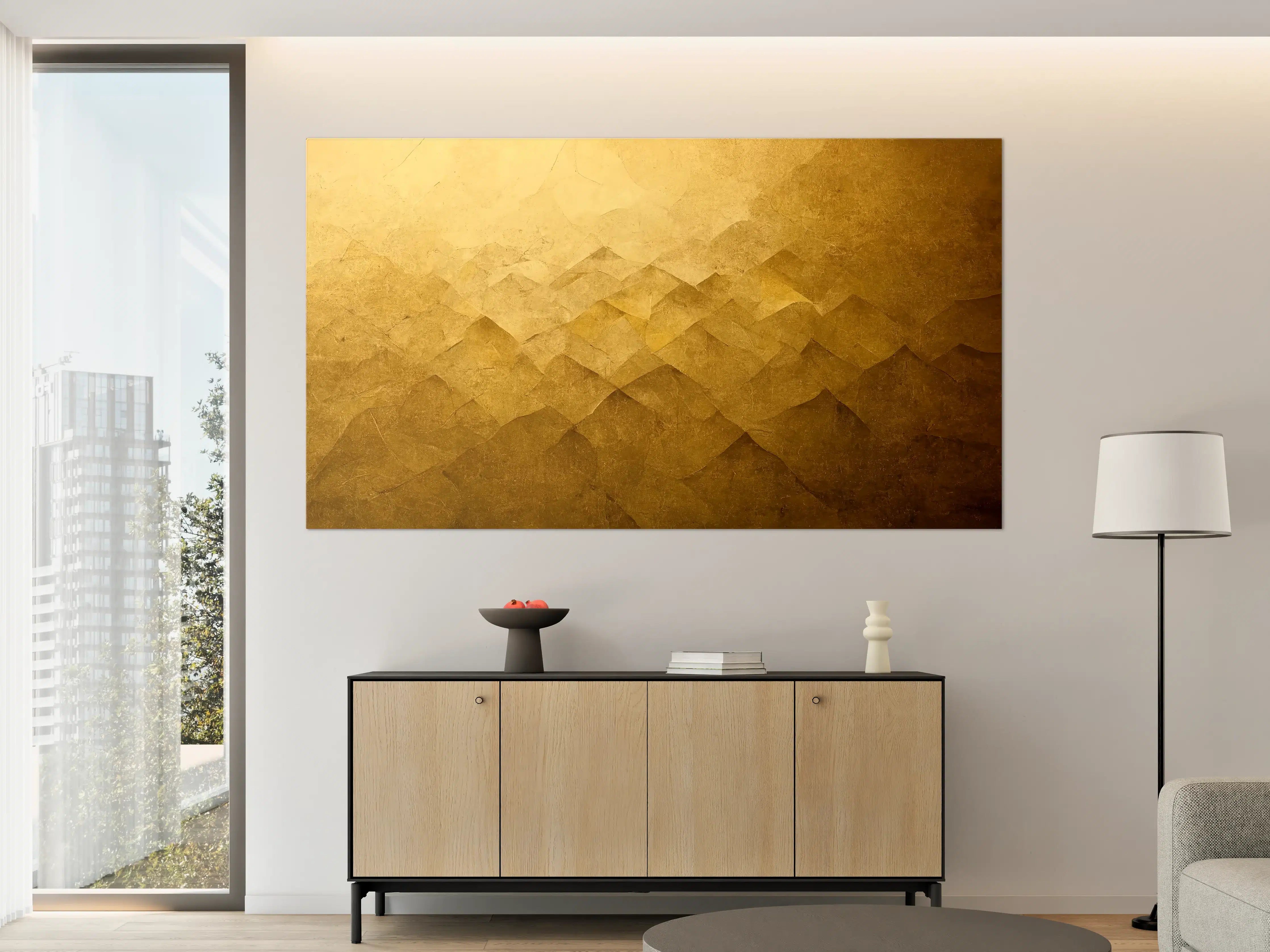 Große Wandbilder - Goldene Geometrie-Industrietextur