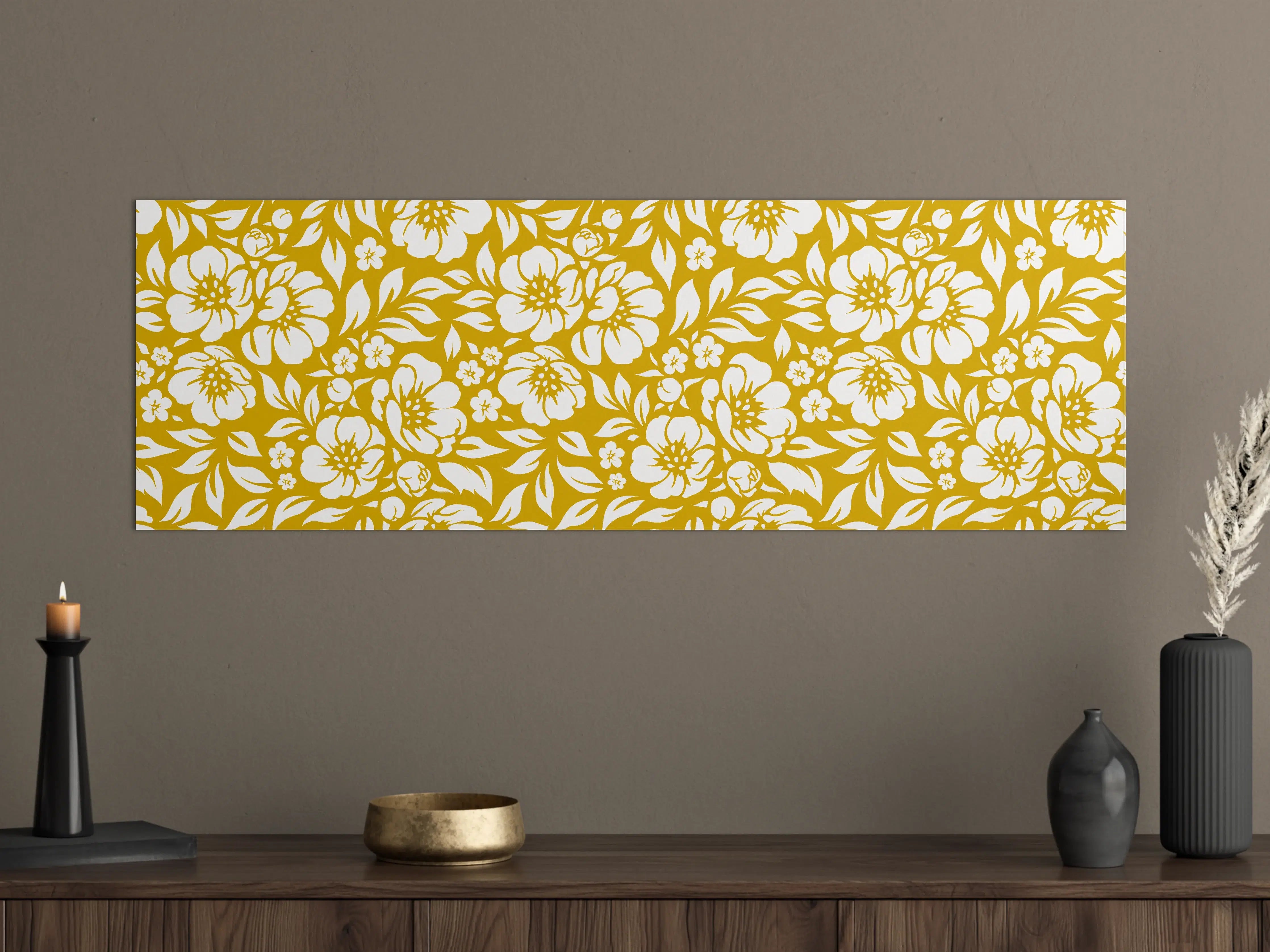 Große Wandbilder - Goldene Grautöne in Blumenpracht