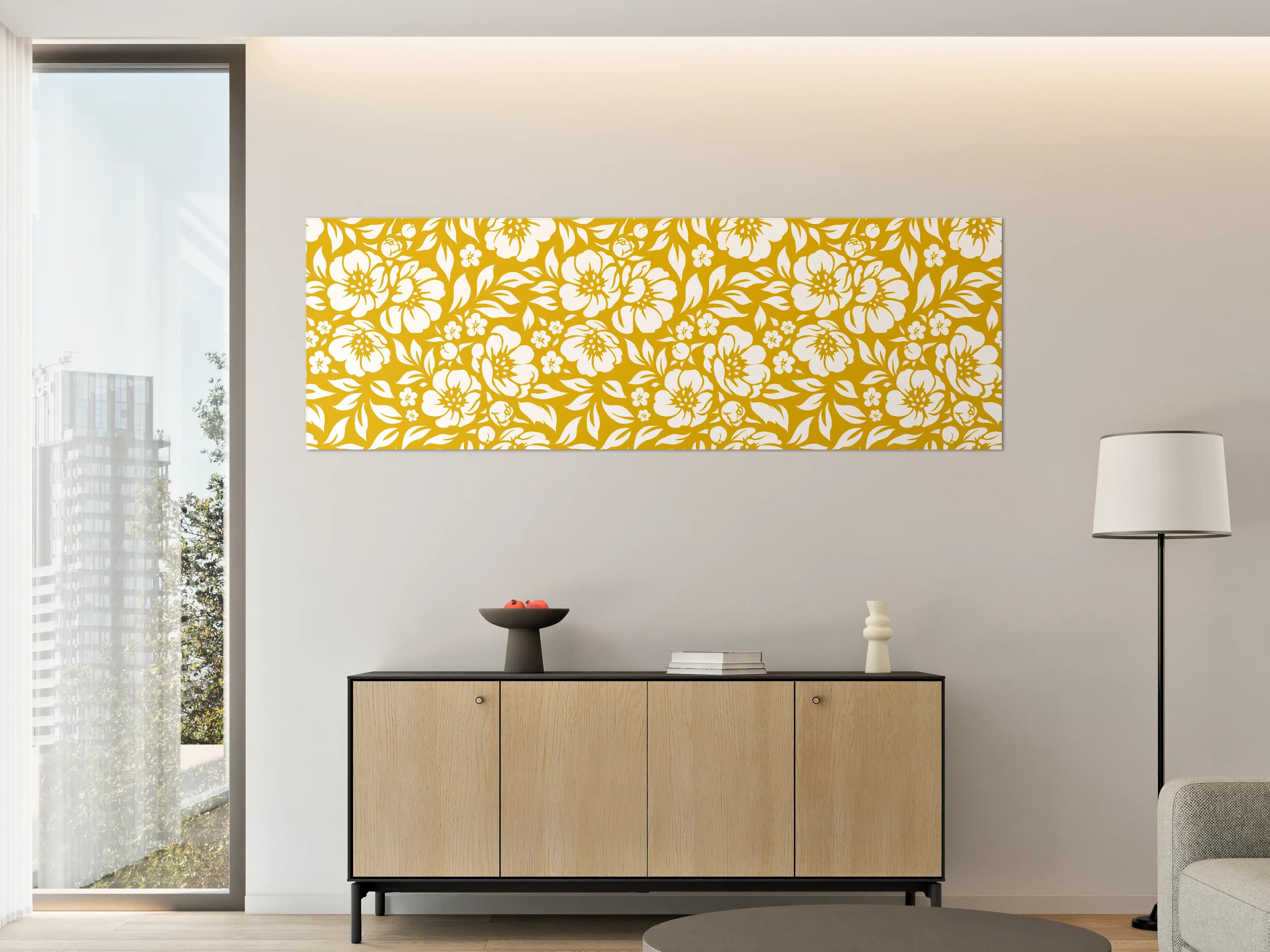 Große Wandbilder - Goldene Grautöne in Blumenpracht