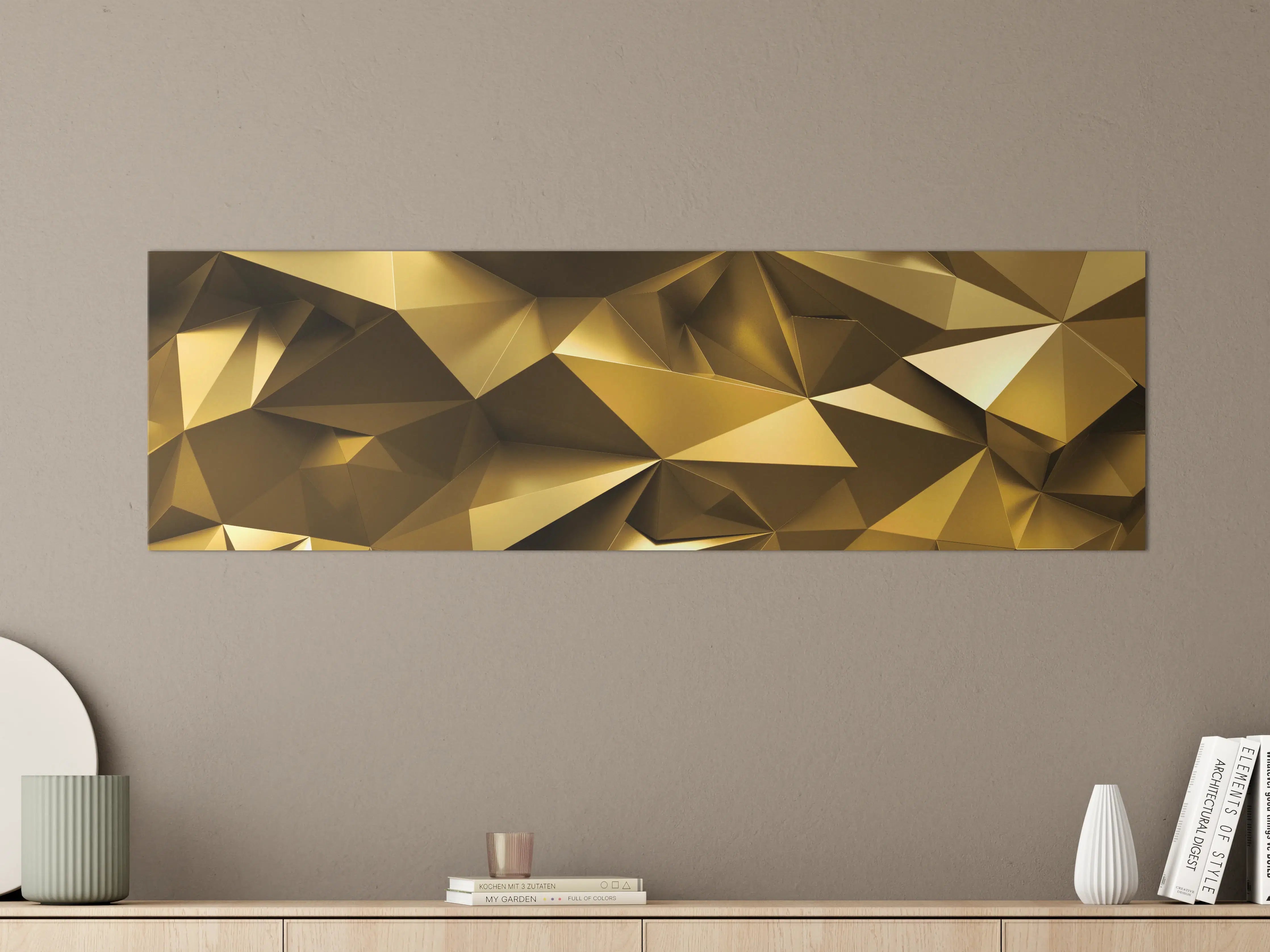 Große Wandbilder - Goldene Kristall Polygon Tapete