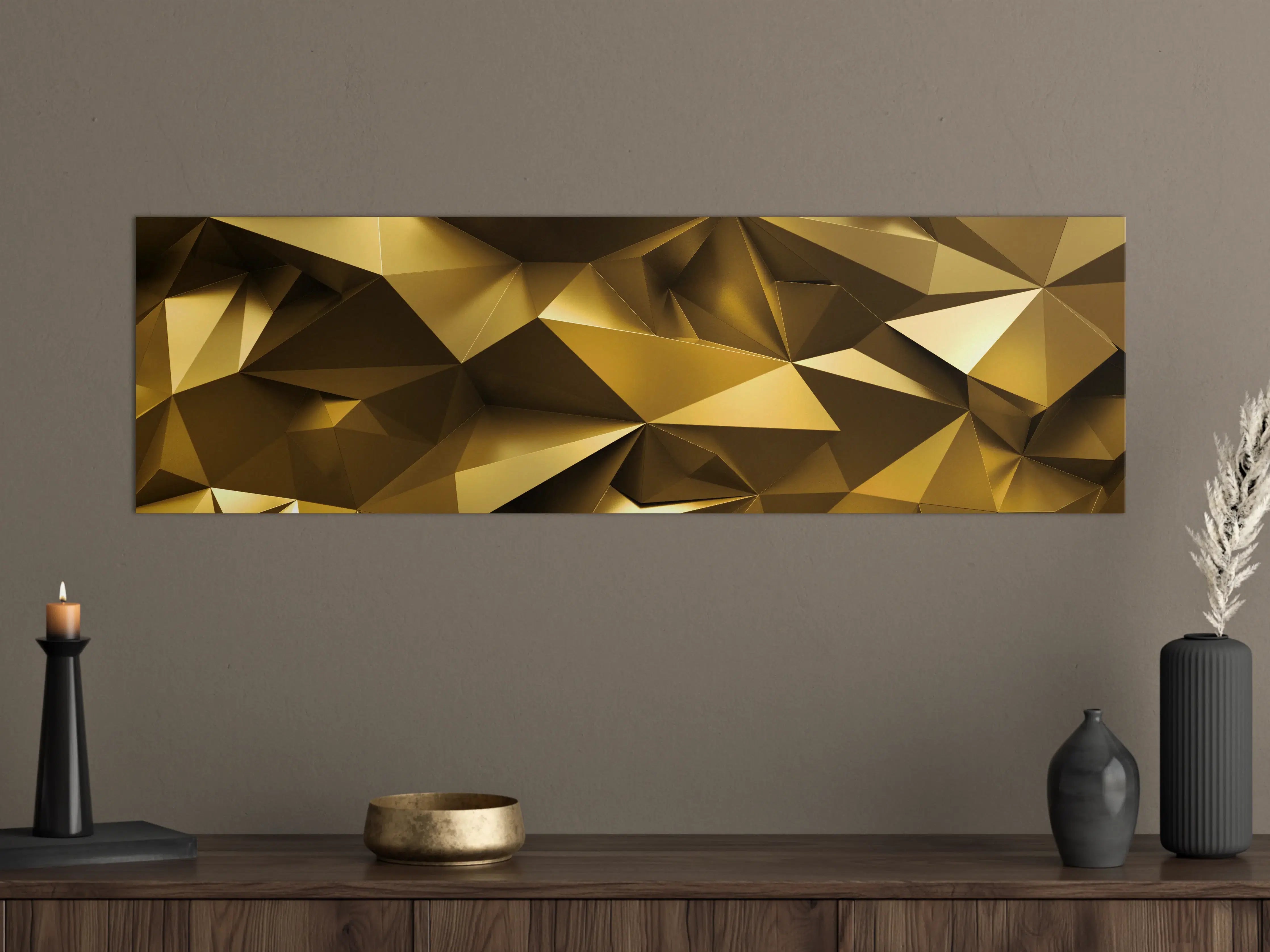 Große Wandbilder - Goldene Kristall Polygon Tapete