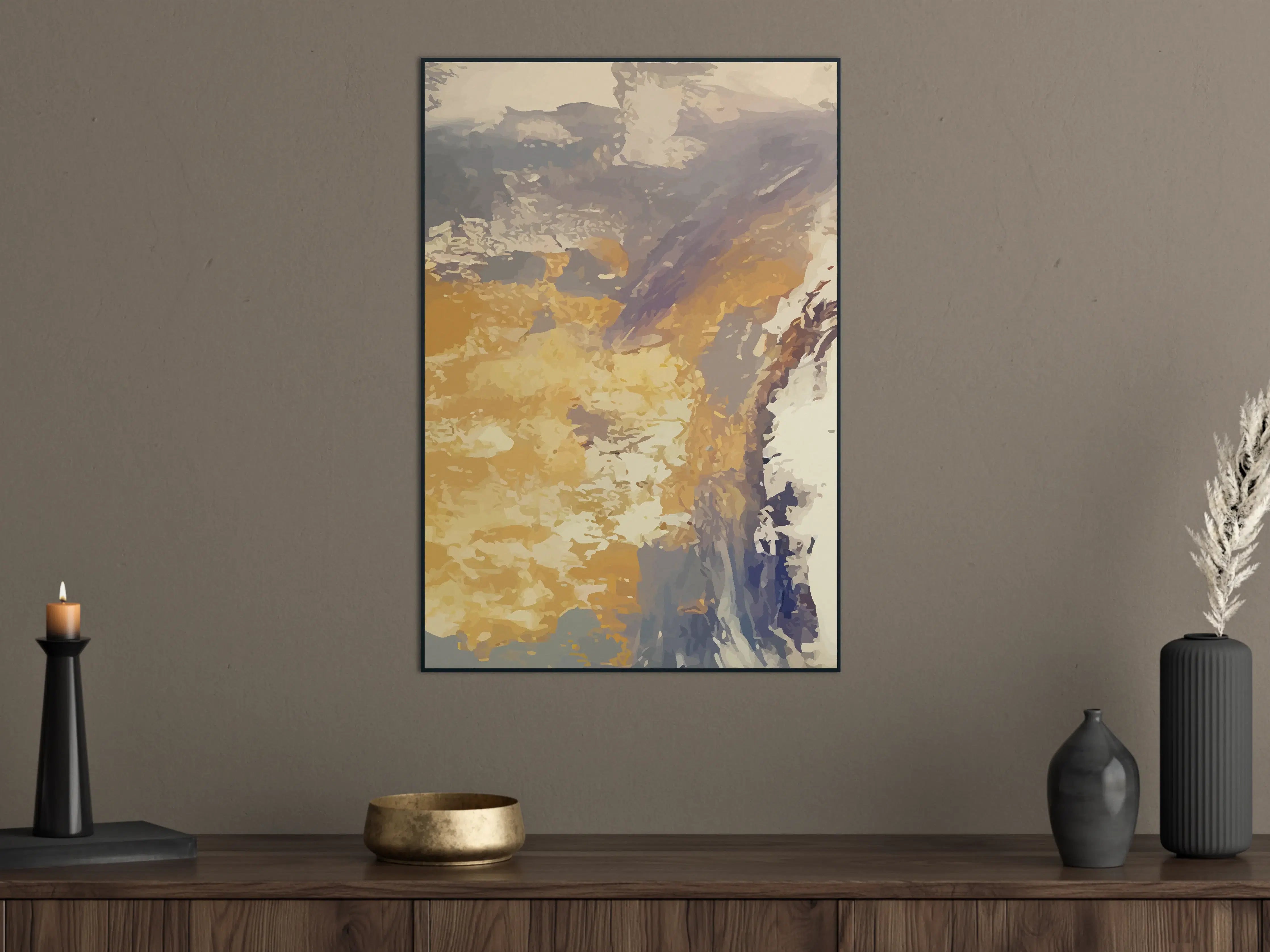 Große Wandbilder - Goldene Landschaftsfarben mit Wasser- und Himmelshintergrund