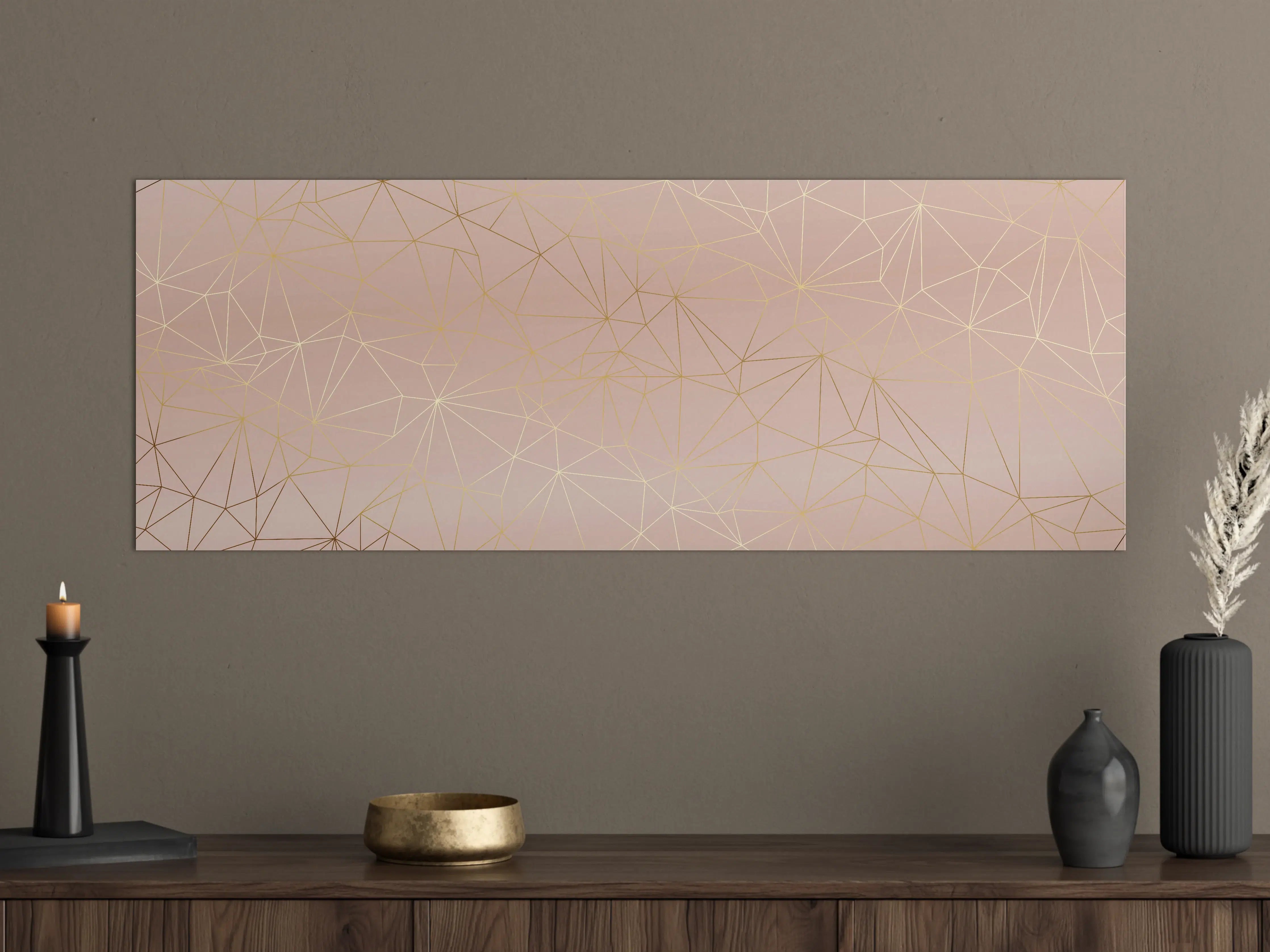 Große Wandbilder - Goldene Linien auf Beige Hintergrund