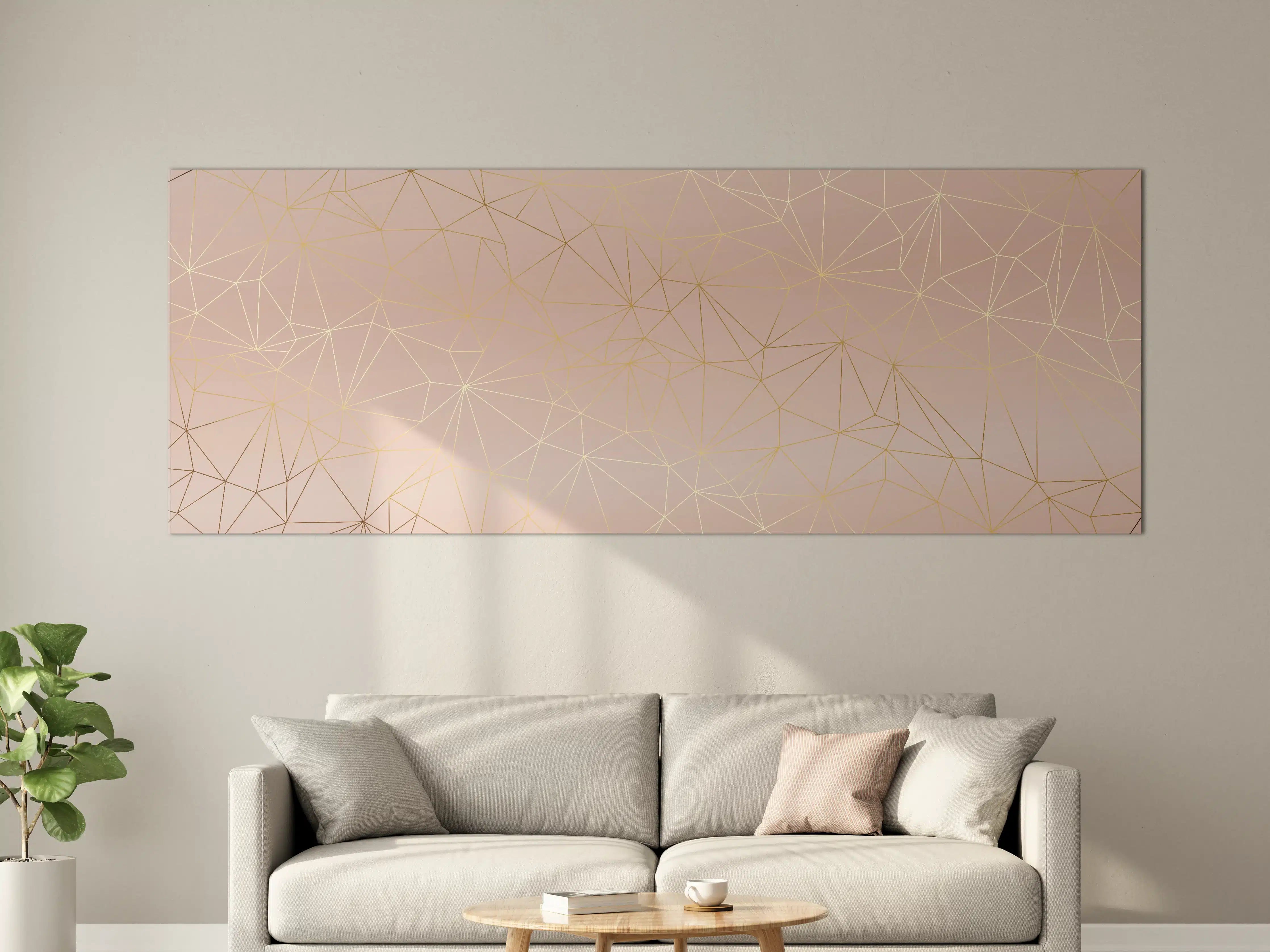Große Wandbilder - Goldene Linien auf Beige Hintergrund