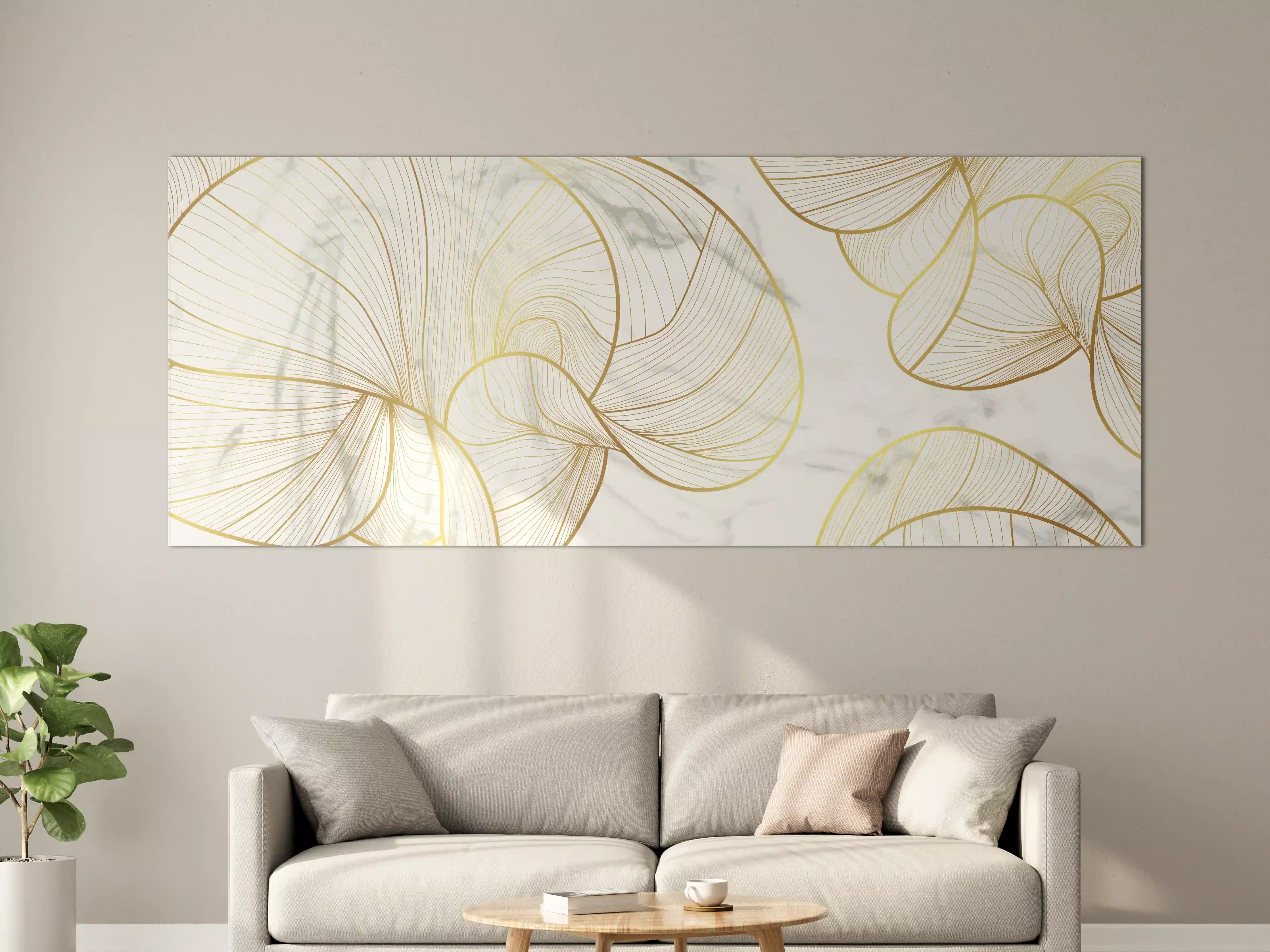 Große Wandbilder - Goldene Linien auf Marmor
