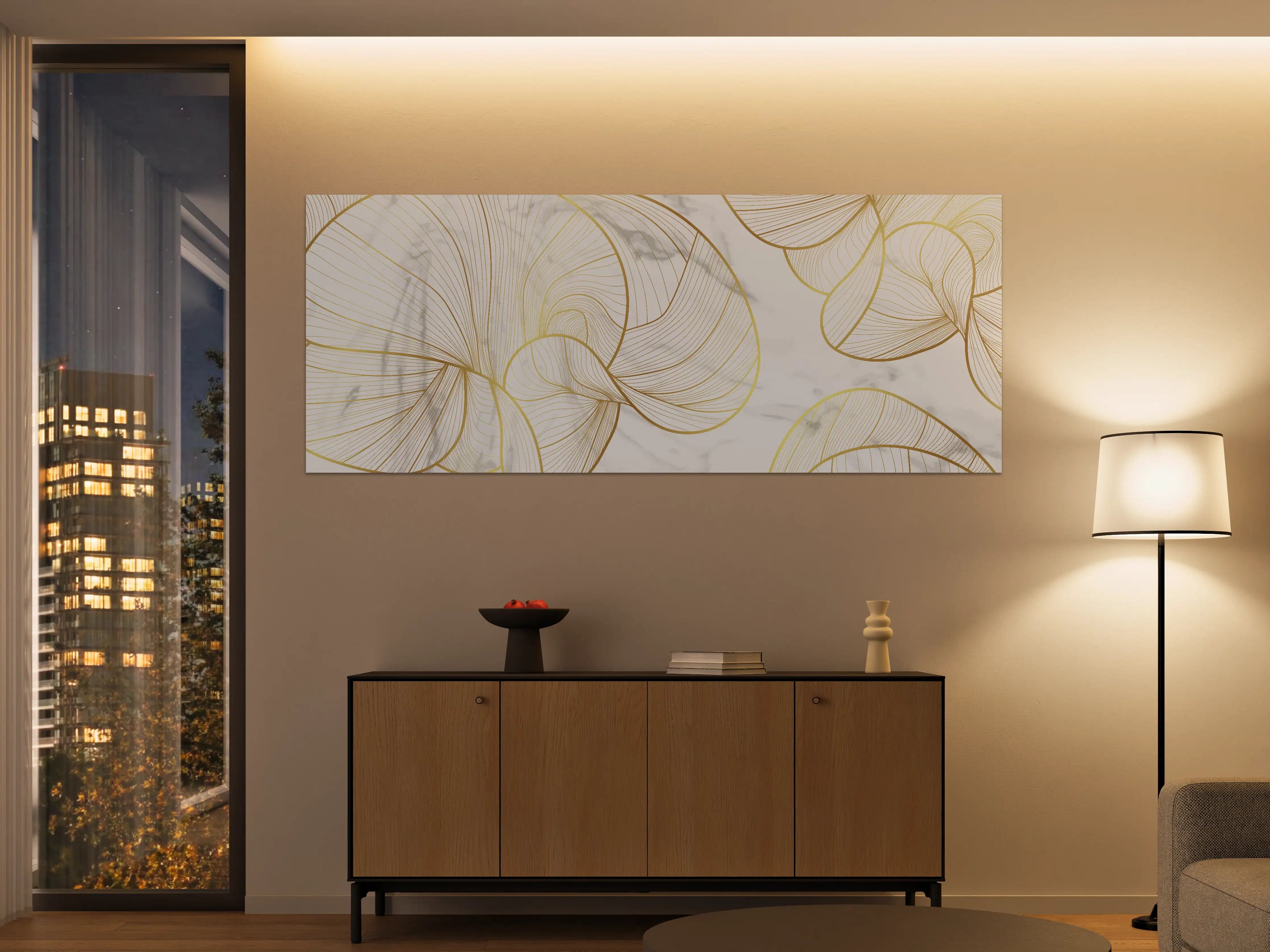Große Wandbilder - Goldene Linien auf Marmor