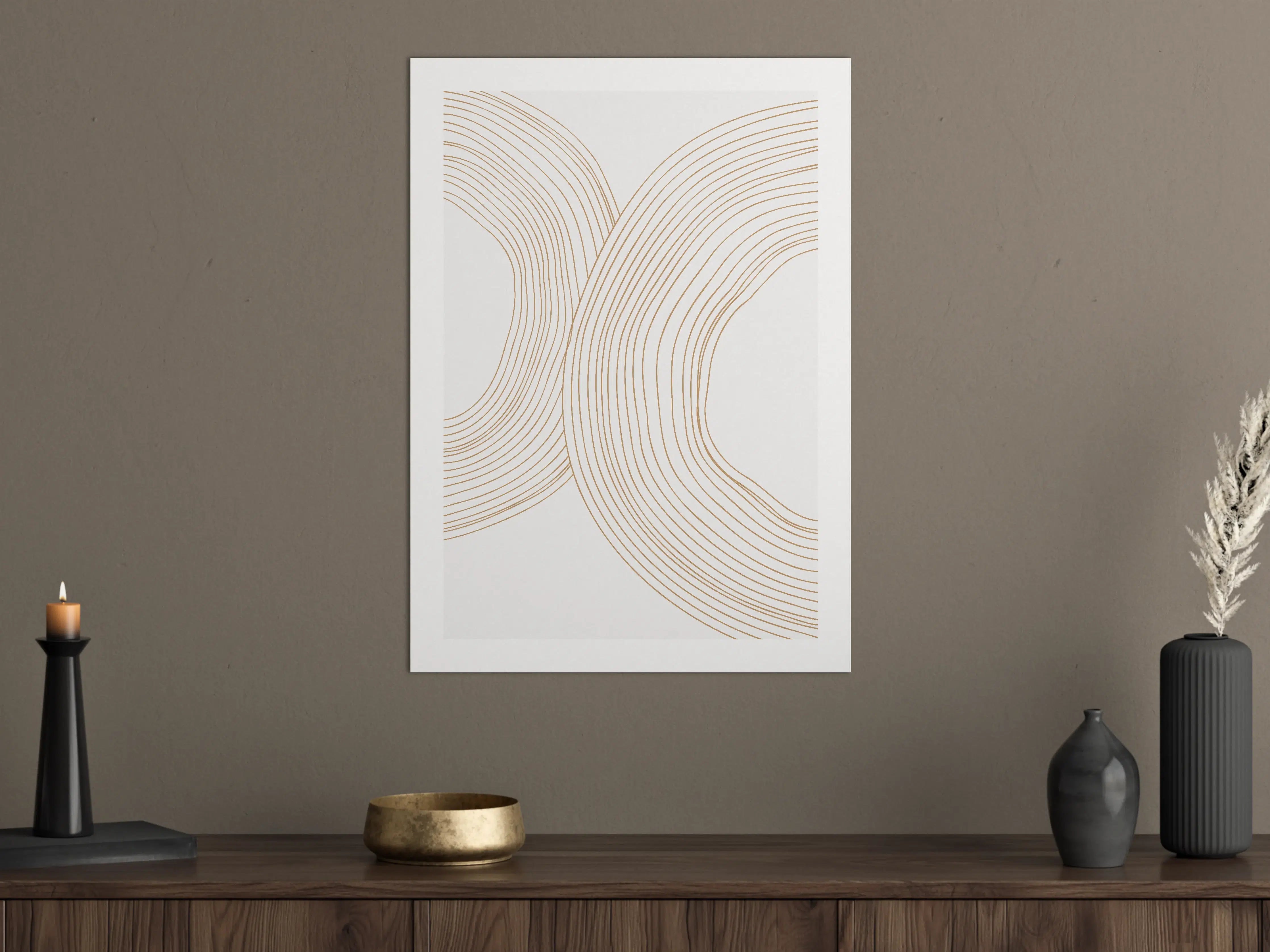 Große Wandbilder - Goldene Linienstruktur im minimalistischen Design