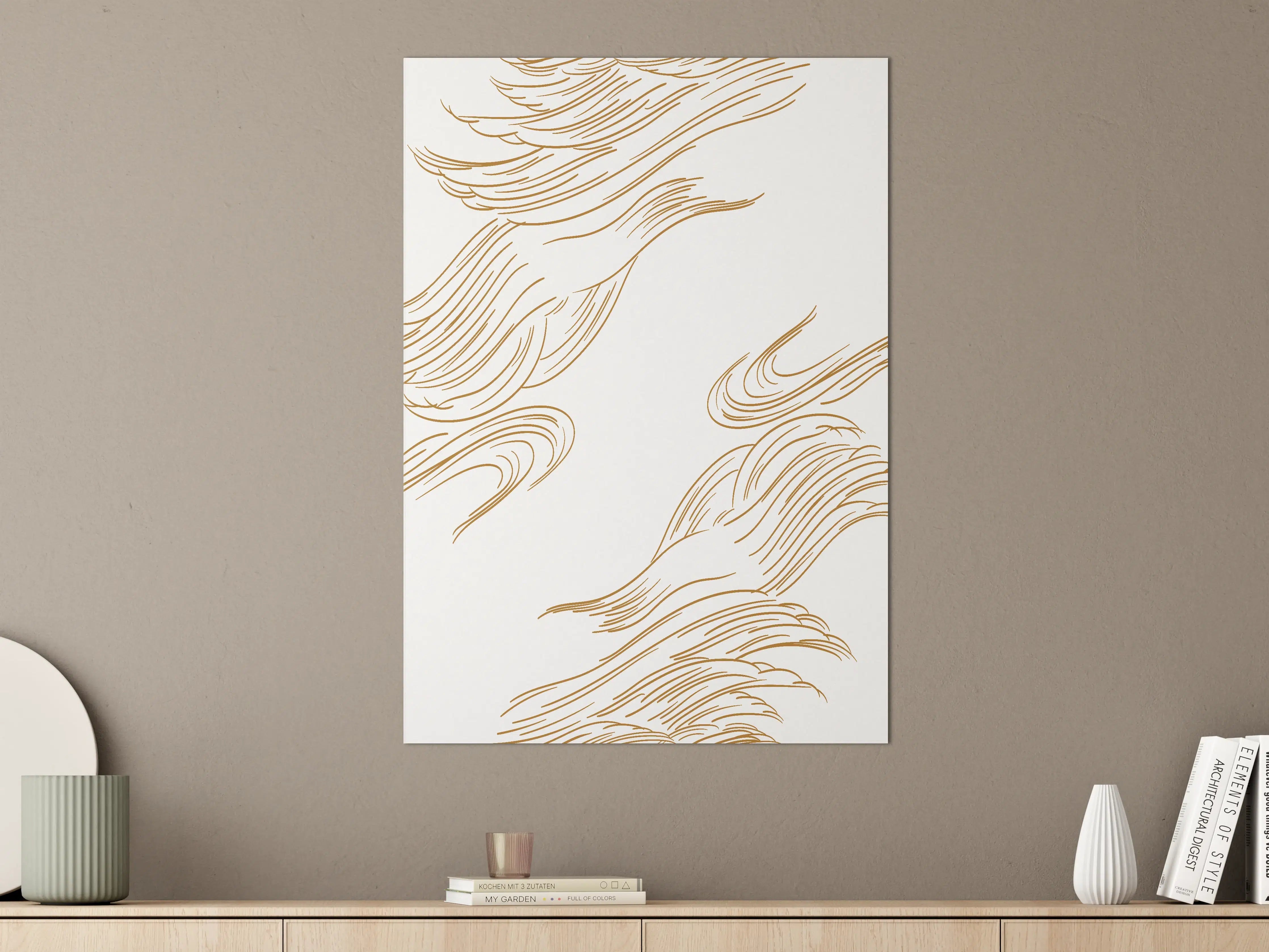 Große Wandbilder - Goldene Linienzeichnung