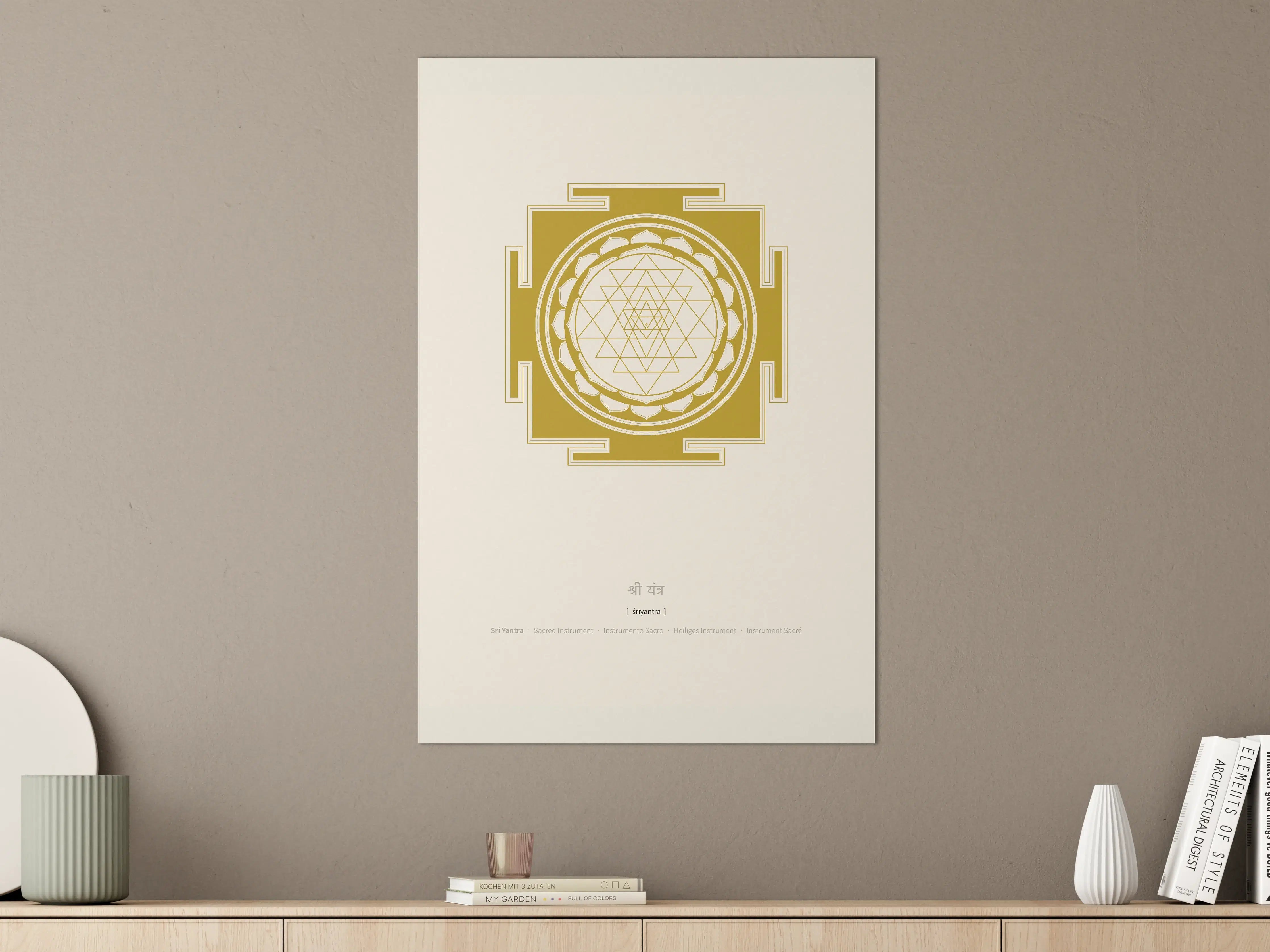 Große Wandbilder - Goldene Mandala-Silhouette auf Beige