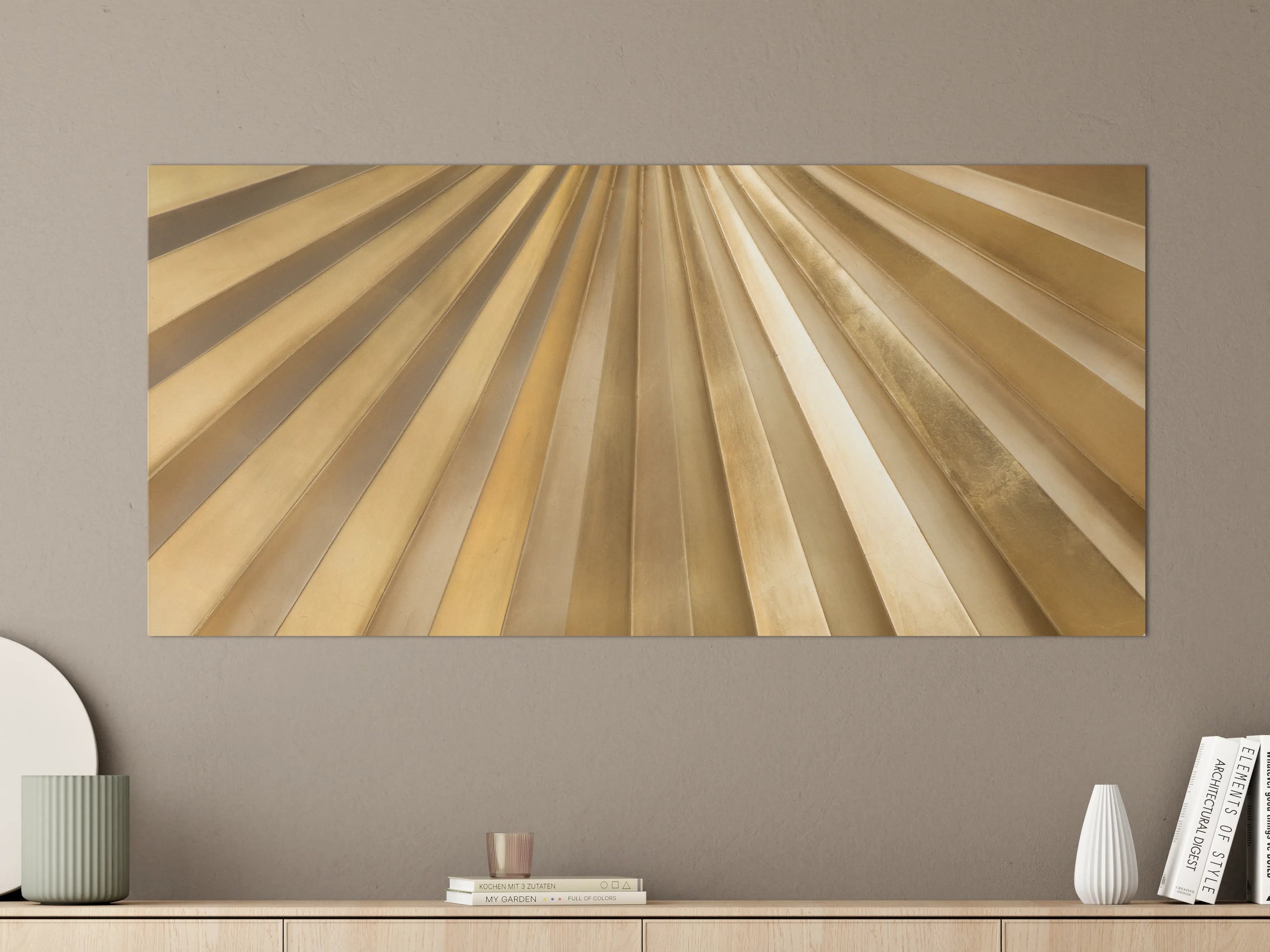 Große Wandbilder - Goldene Metallstruktur mit schimmerndem Glanz