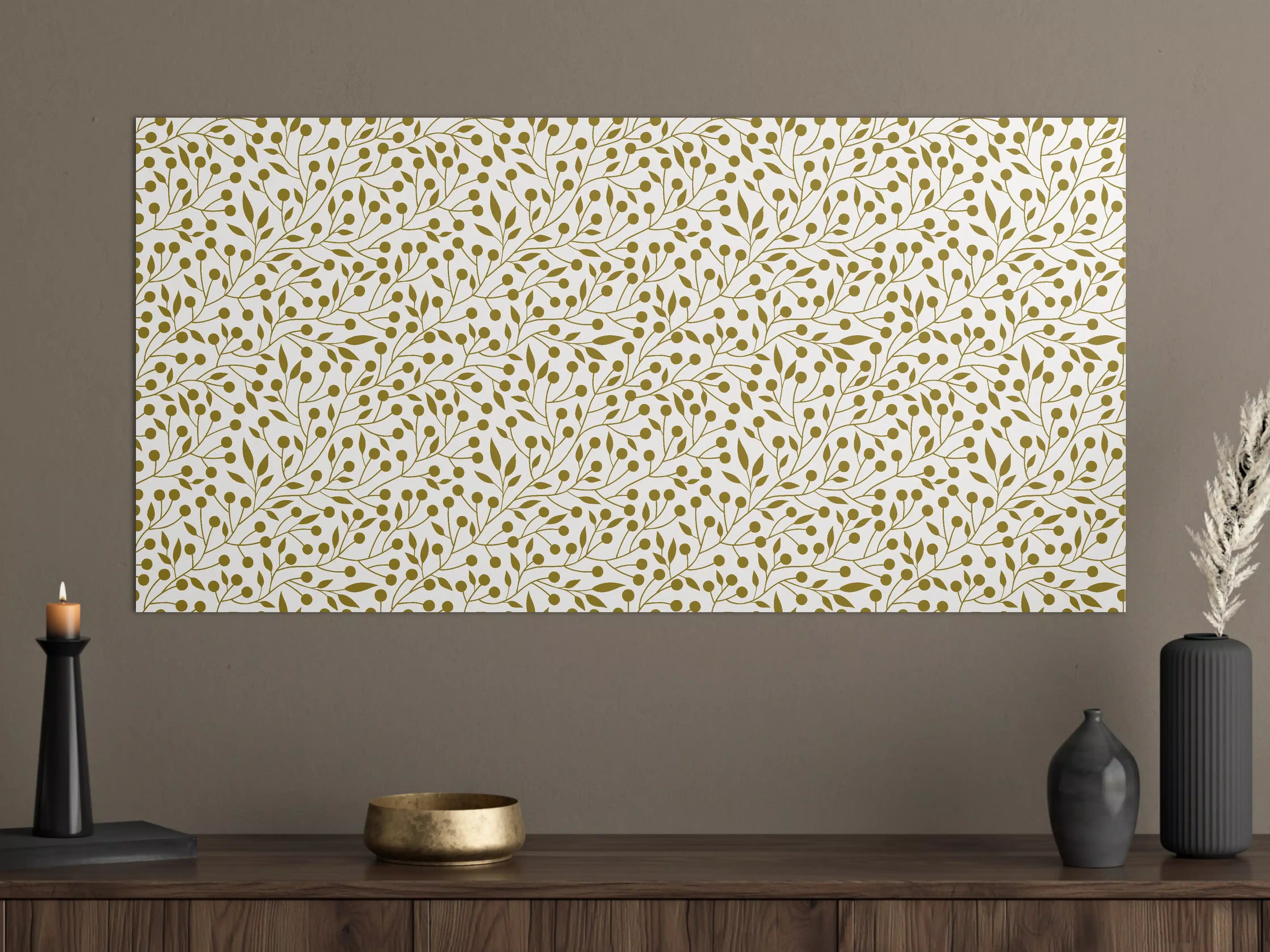 Große Wandbilder - Goldene Naturmuster mit filigranen Zweigen