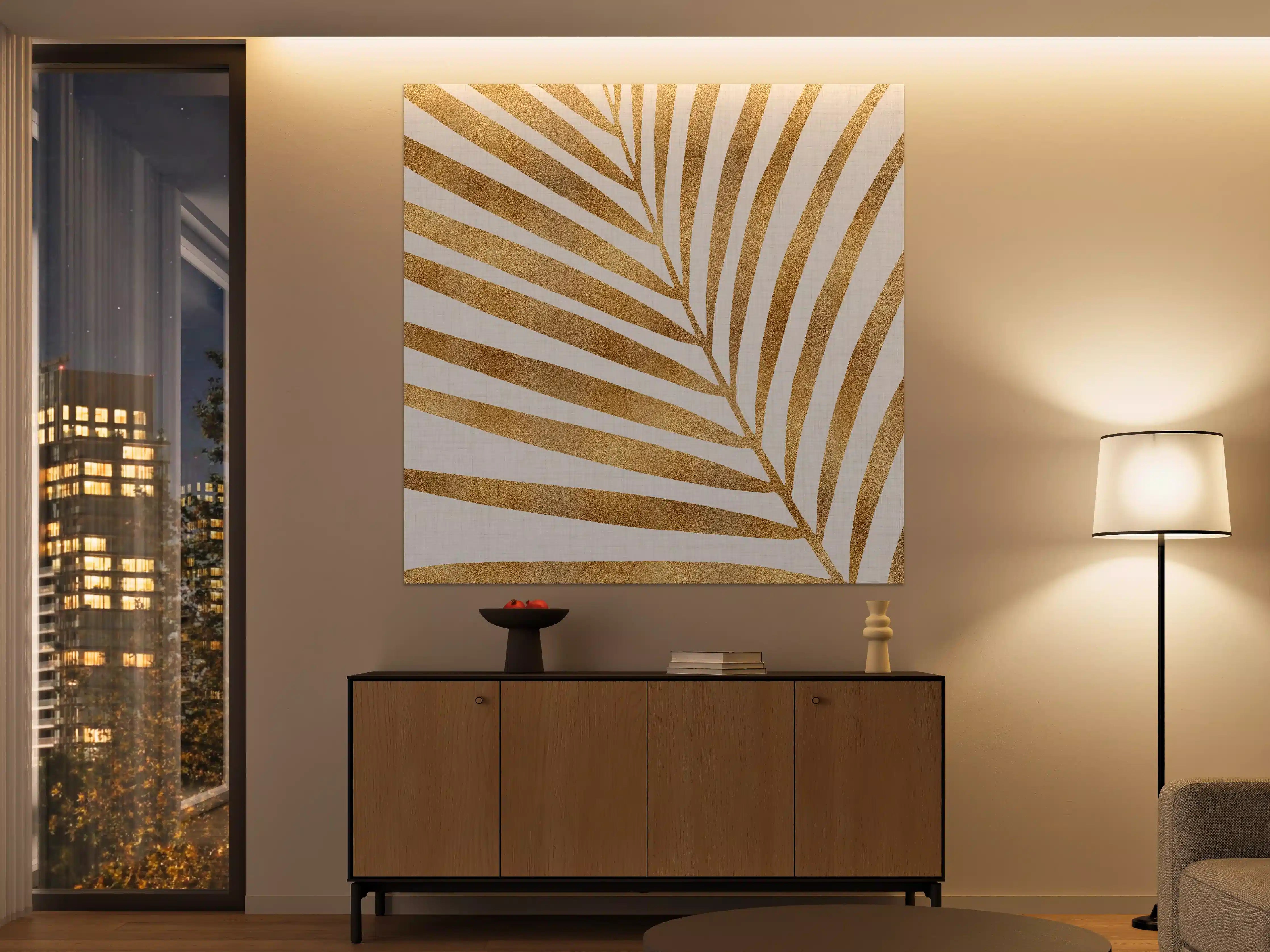 Große Wandbilder - Goldene Palmblatt-Design