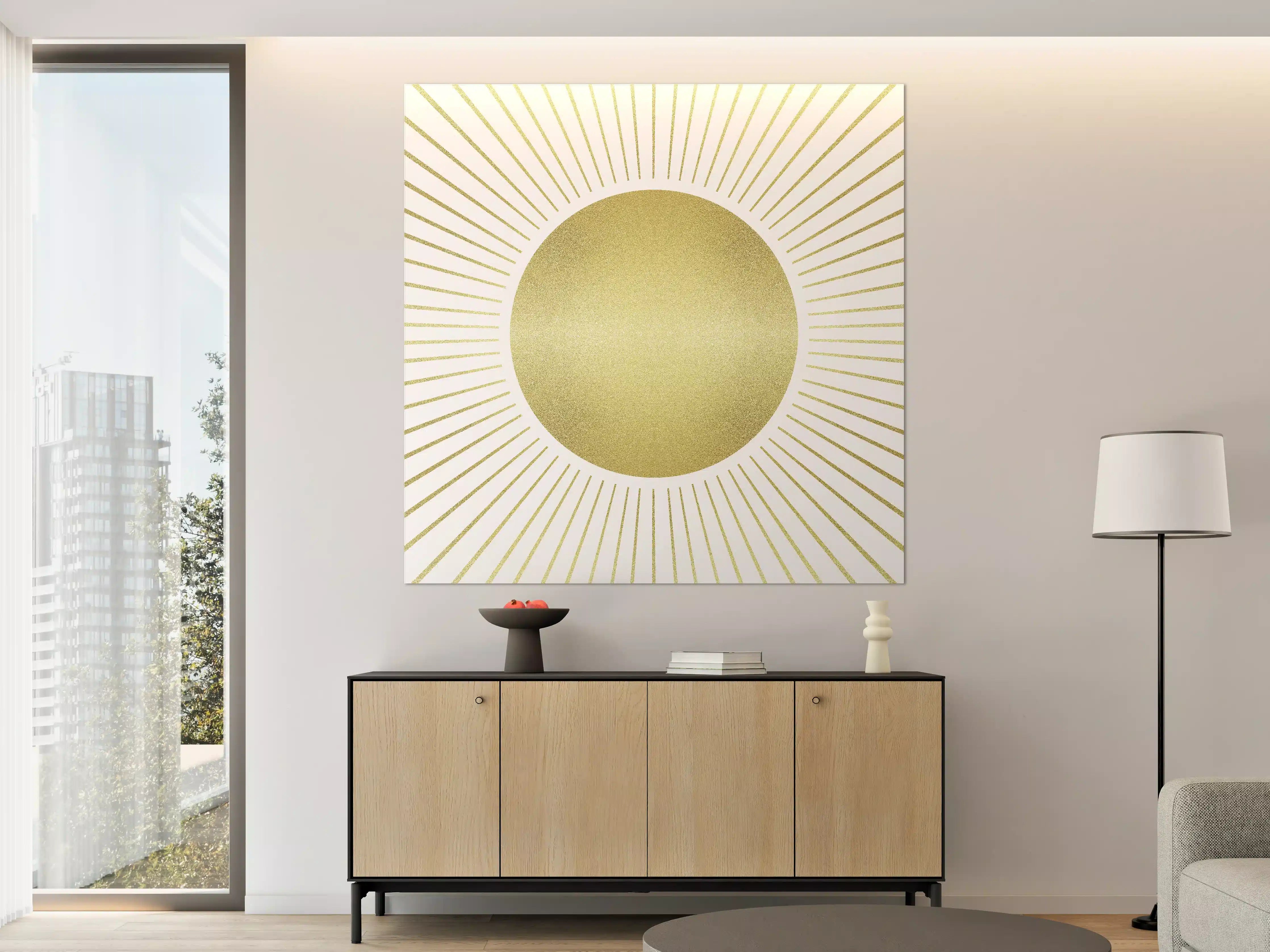 Große Wandbilder - Goldene Sonne mit Strahlen