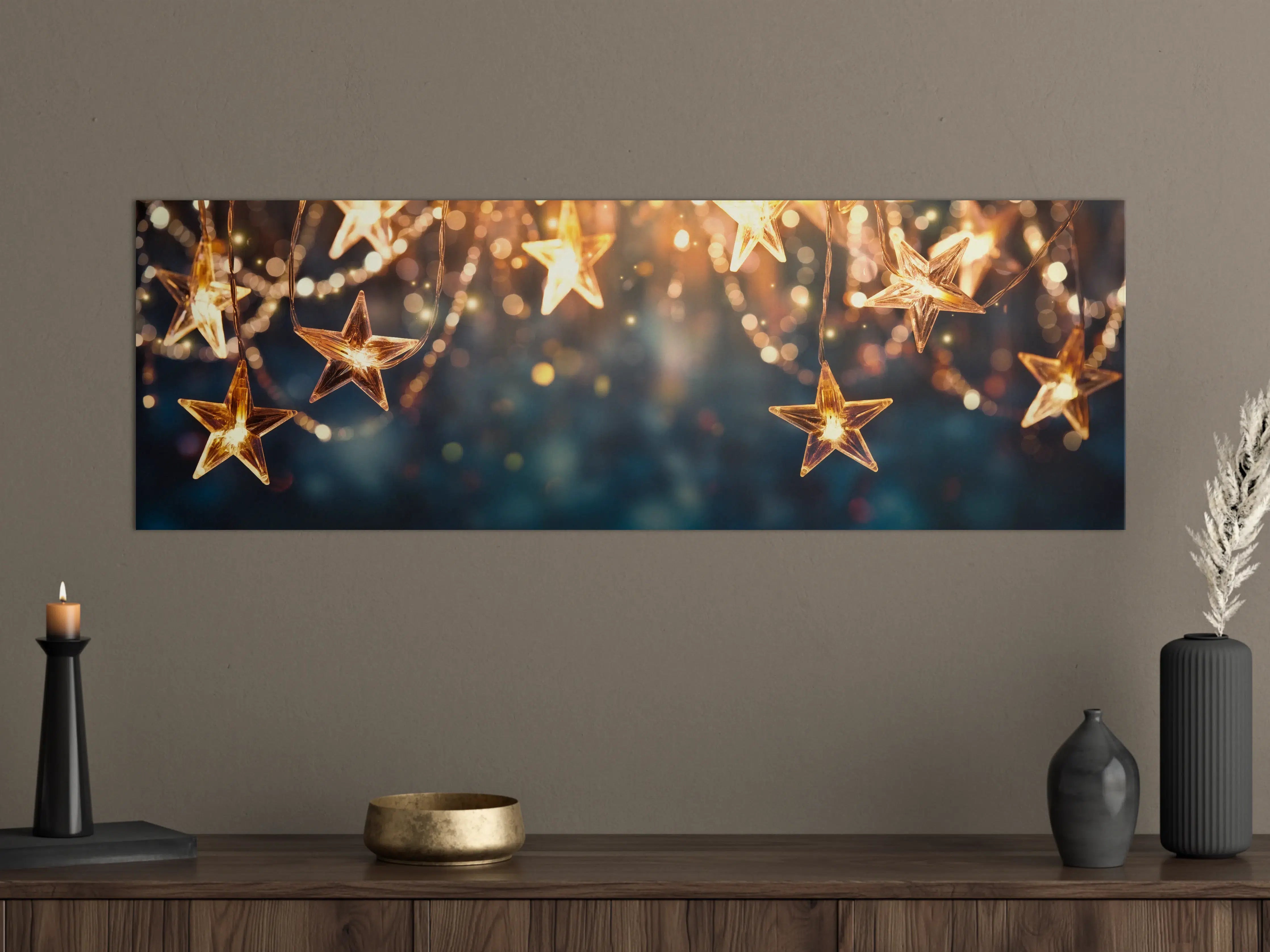 Große Wandbilder - Goldene Sternen Lichterkette