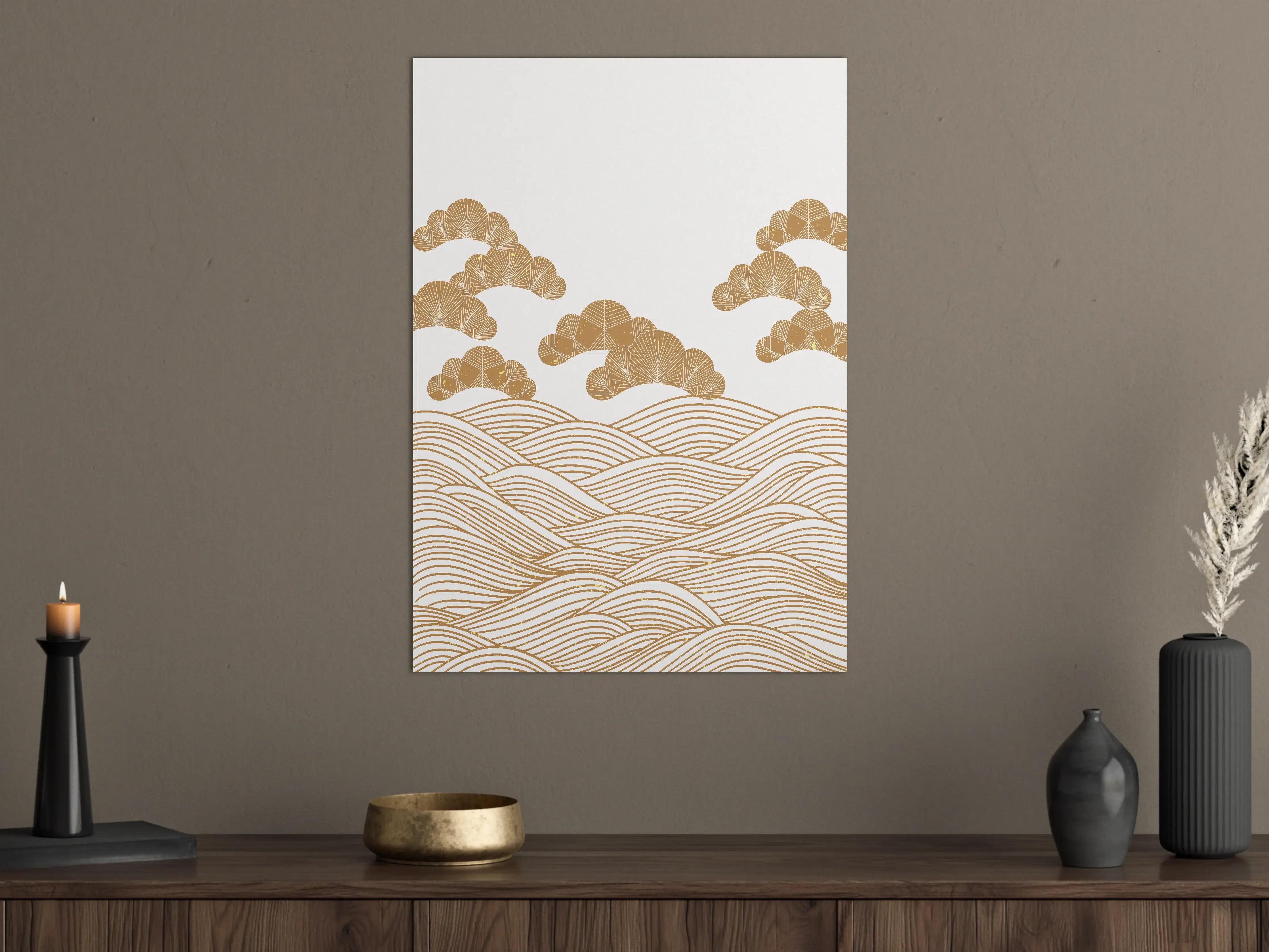 Große Wandbilder - Goldene Wolken über welligem Meer