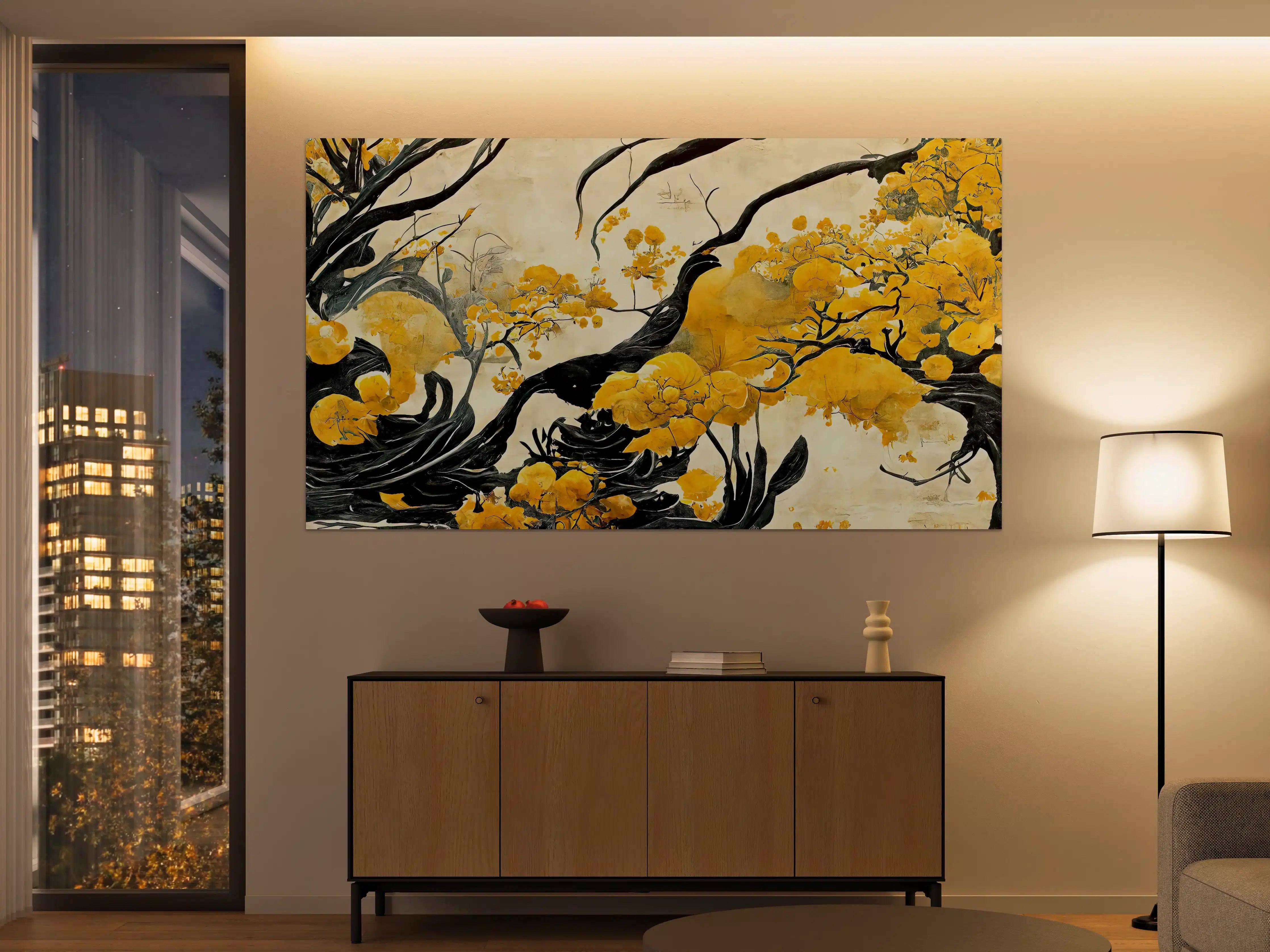 Große Wandbilder - Goldener Baum im asiatischen Stil