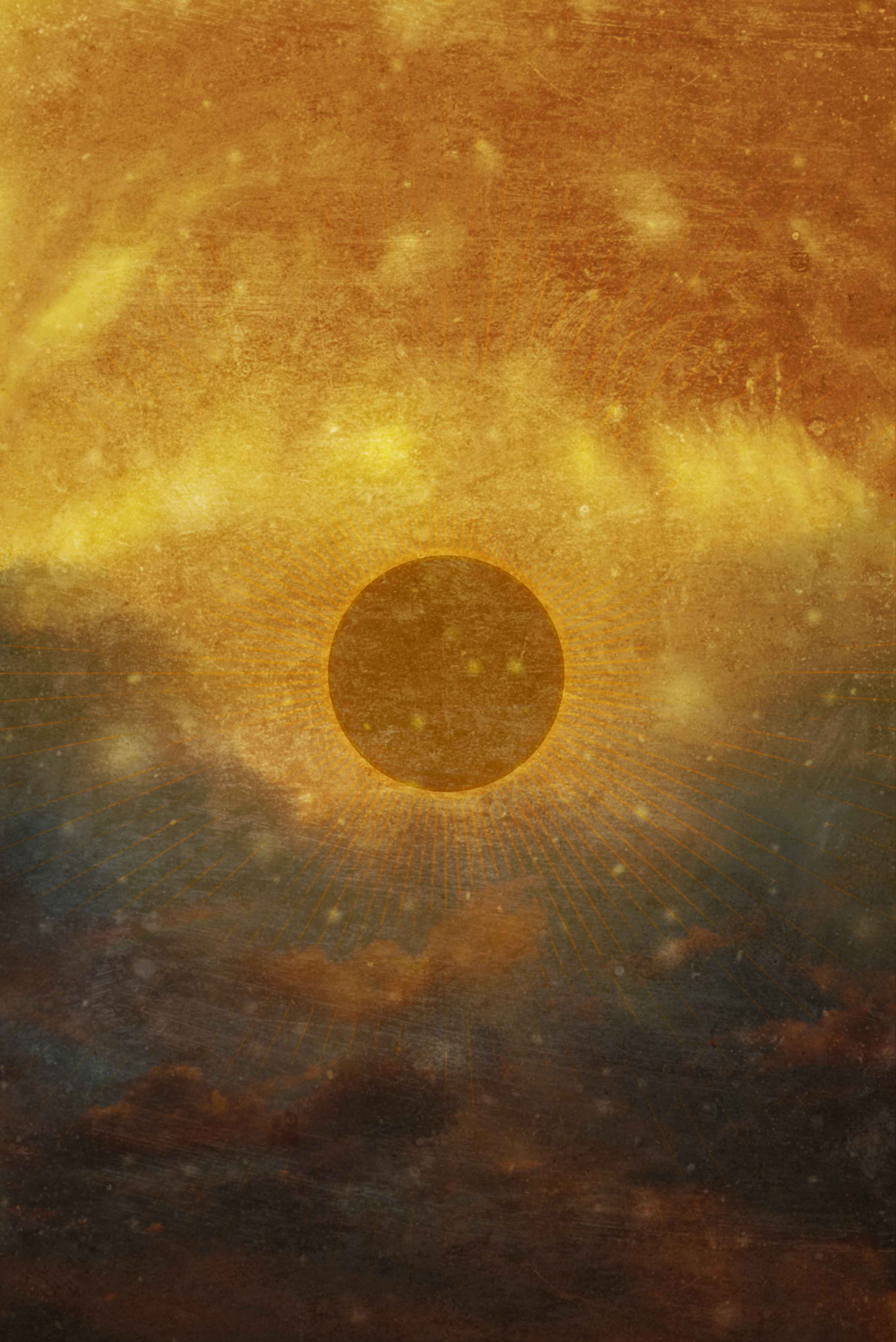 Große Wandbilder-Goldener Sonnenfinsternis-Himmel