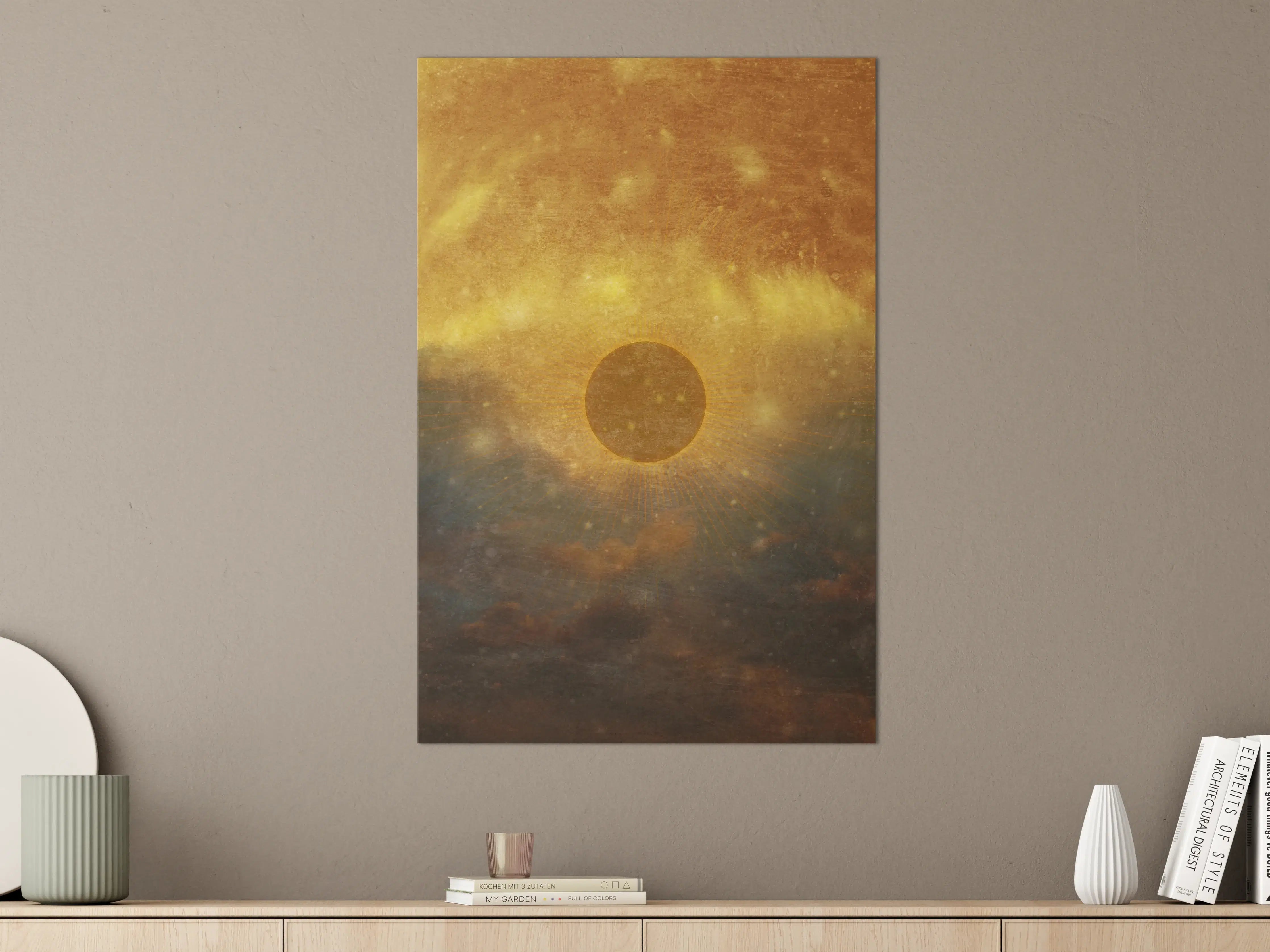 Große Wandbilder - Goldener Sonnenfinsternis-Himmel