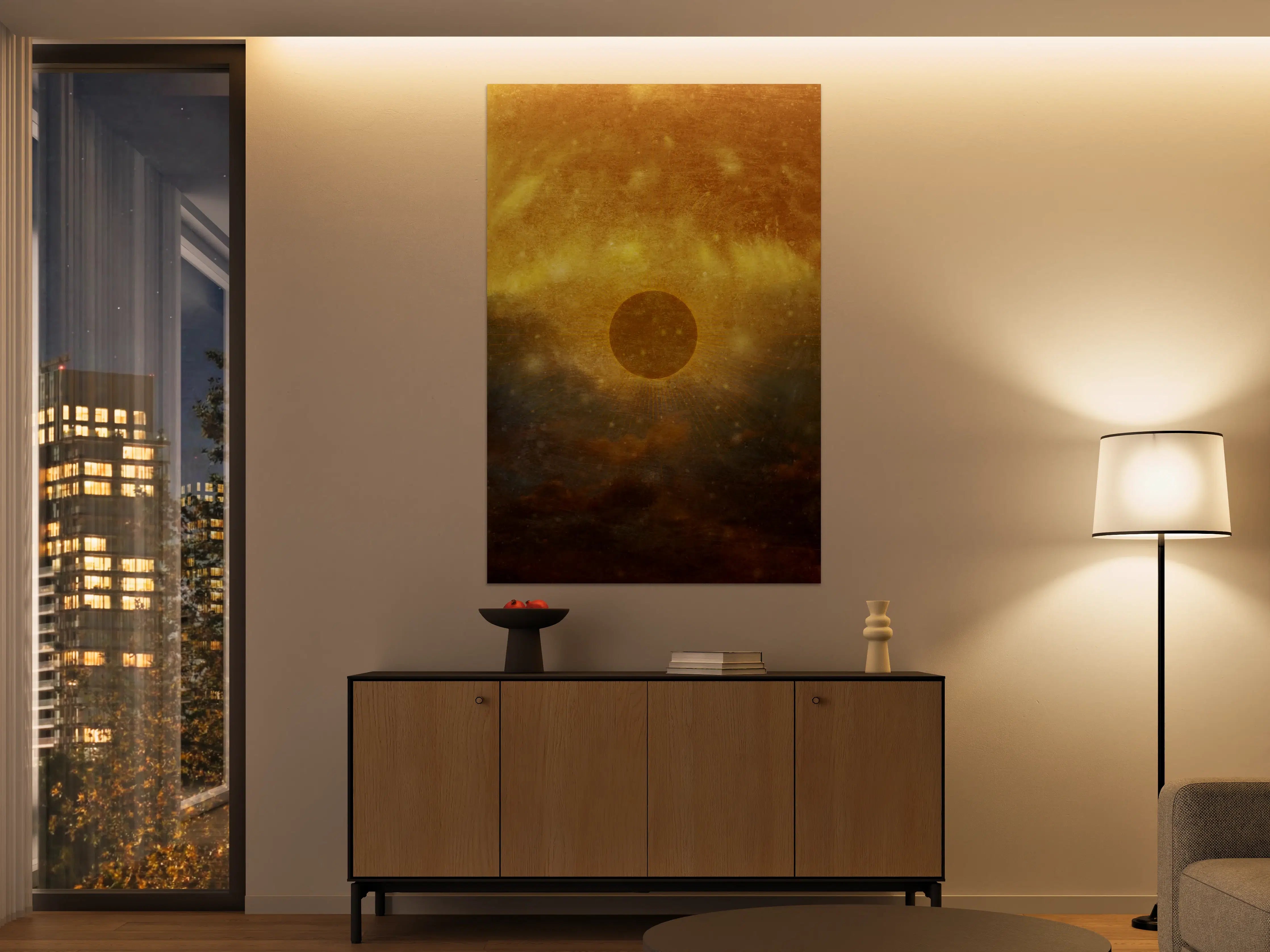 Große Wandbilder - Goldener Sonnenfinsternis-Himmel