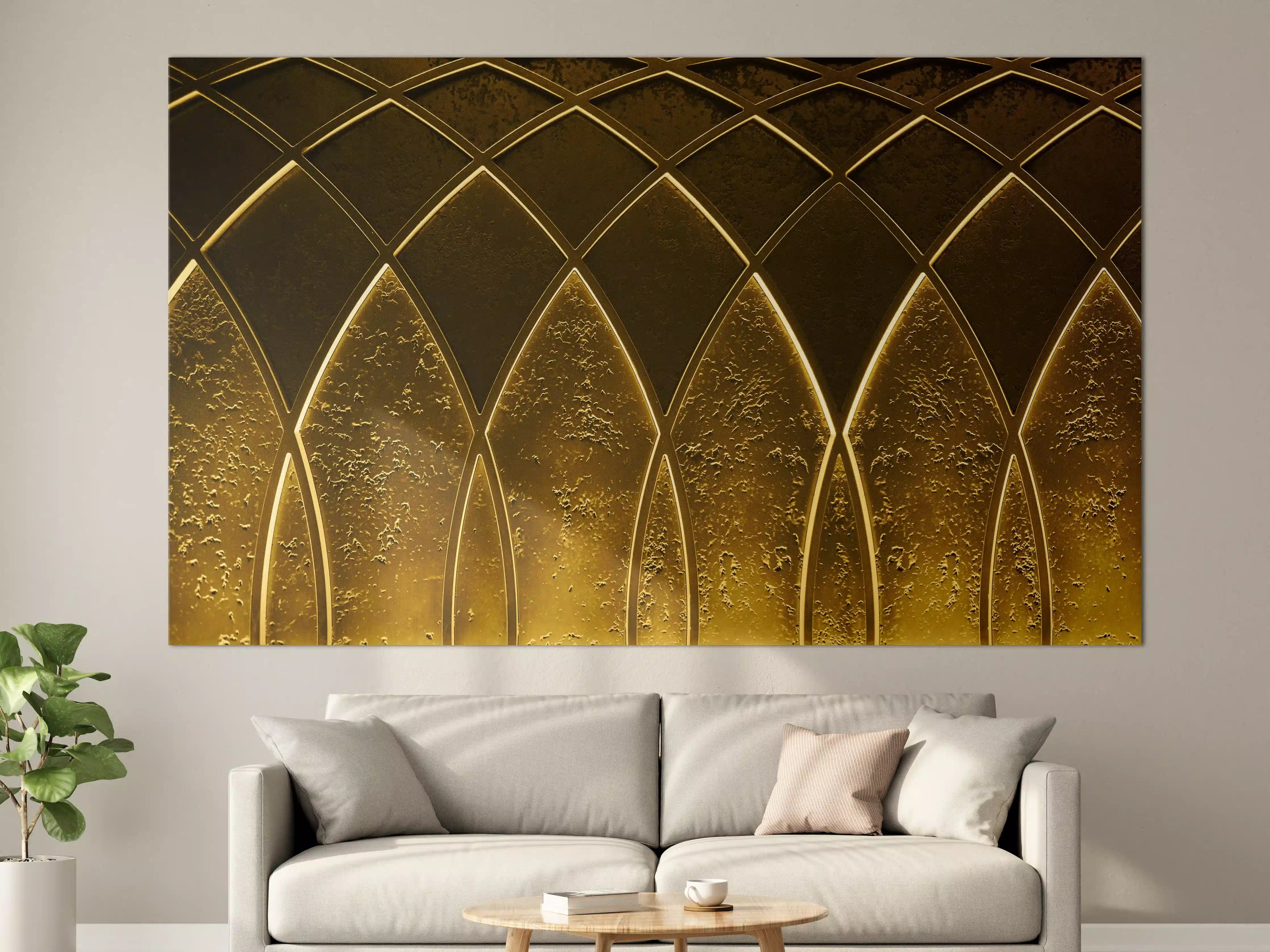 Große Wandbilder - Goldenes Art-Deco-Geometriemuster