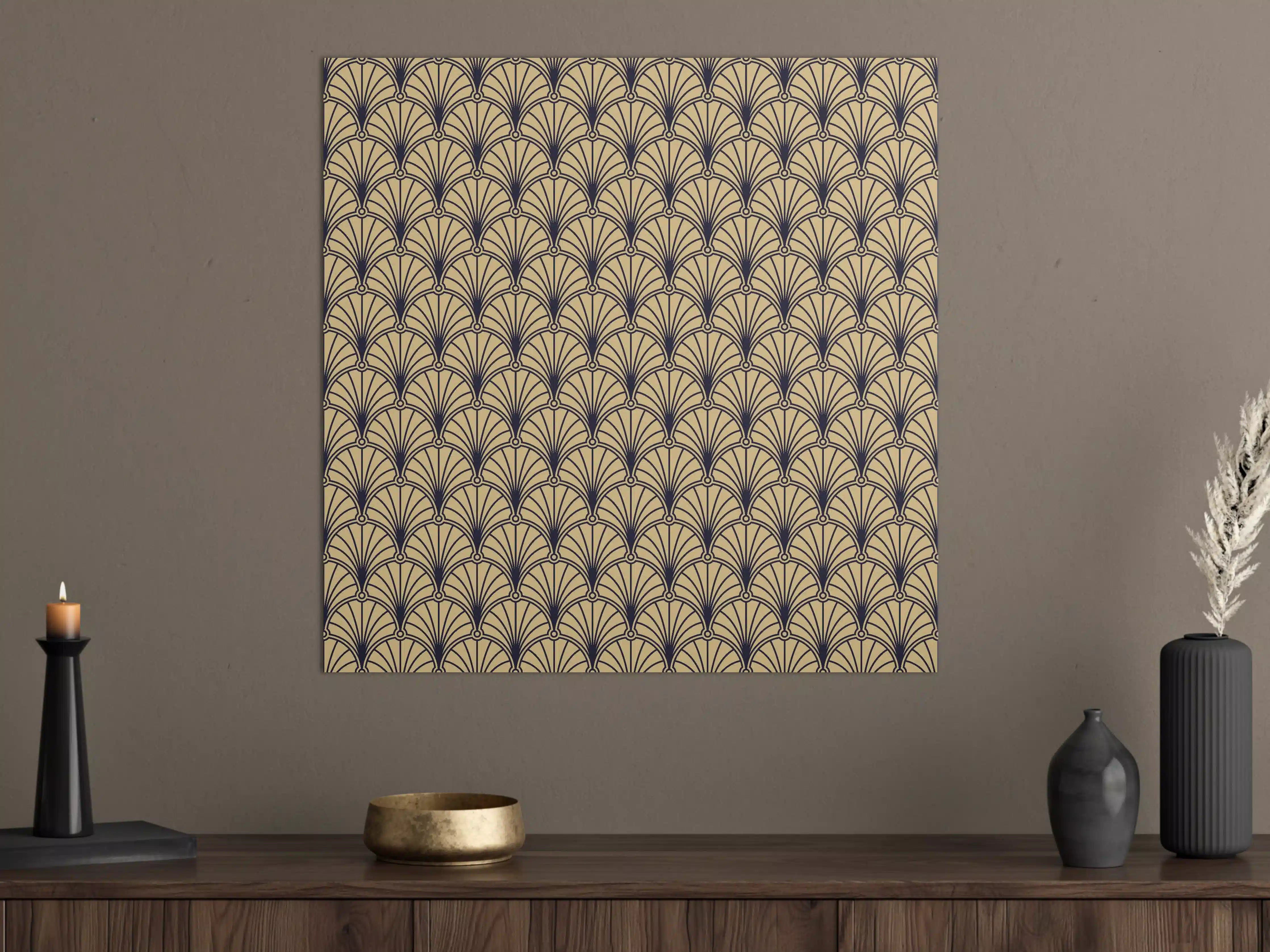 Große Wandbilder - Goldenes Art-Deco-Muster