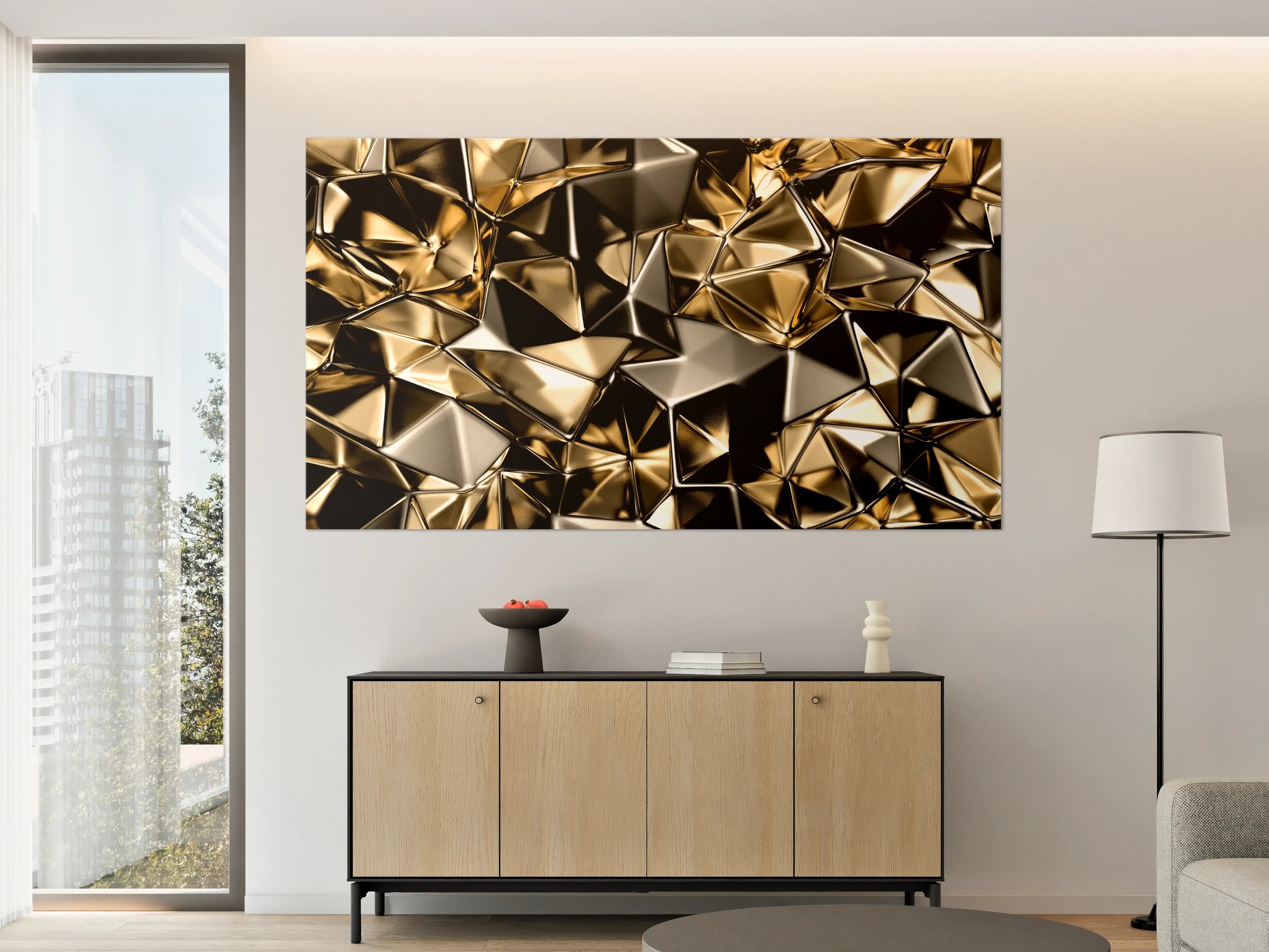 Große Wandbilder - Goldenes Dreieck-Kristall-Design