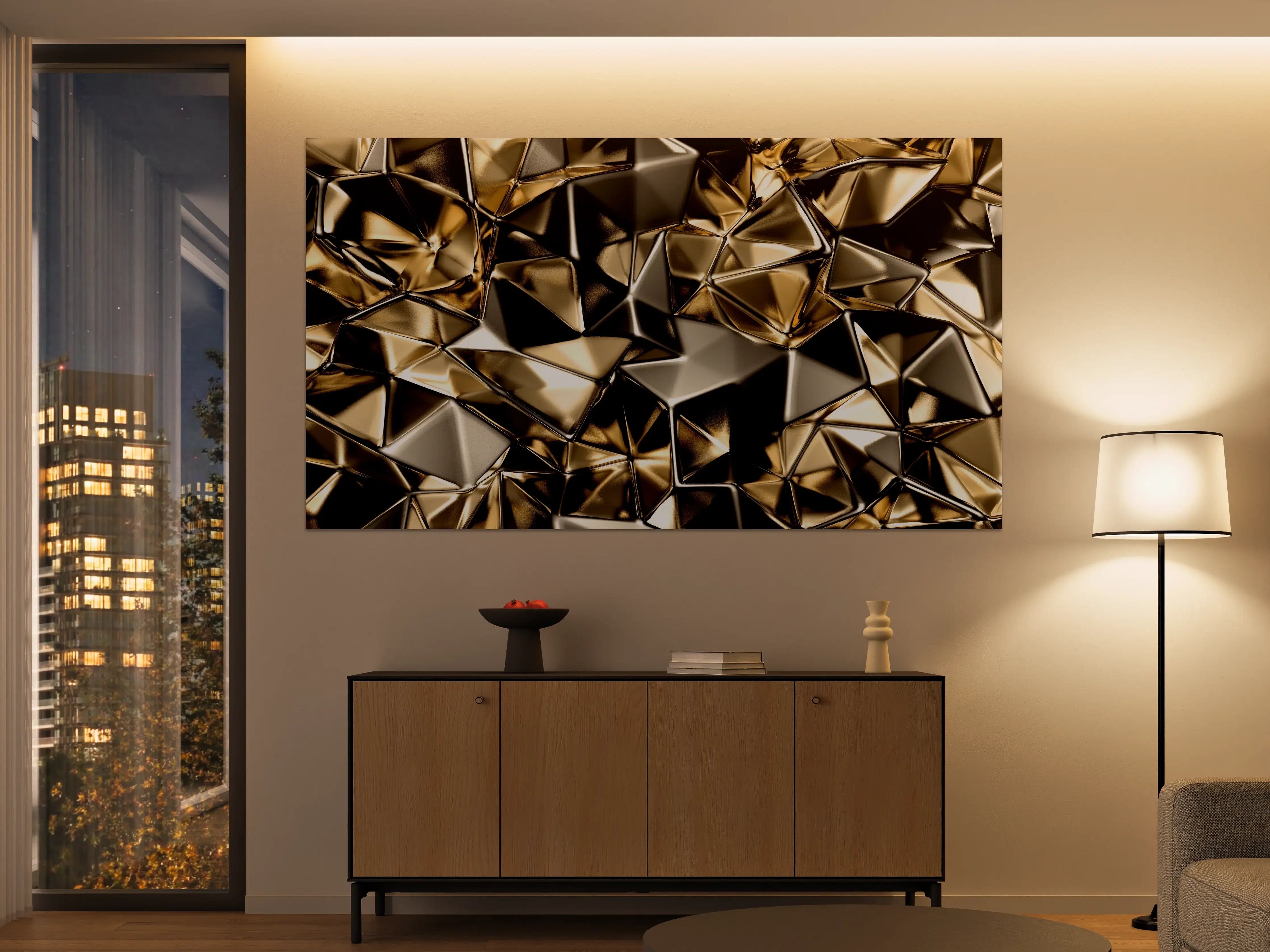 Große Wandbilder - Goldenes Dreieck-Kristall-Design