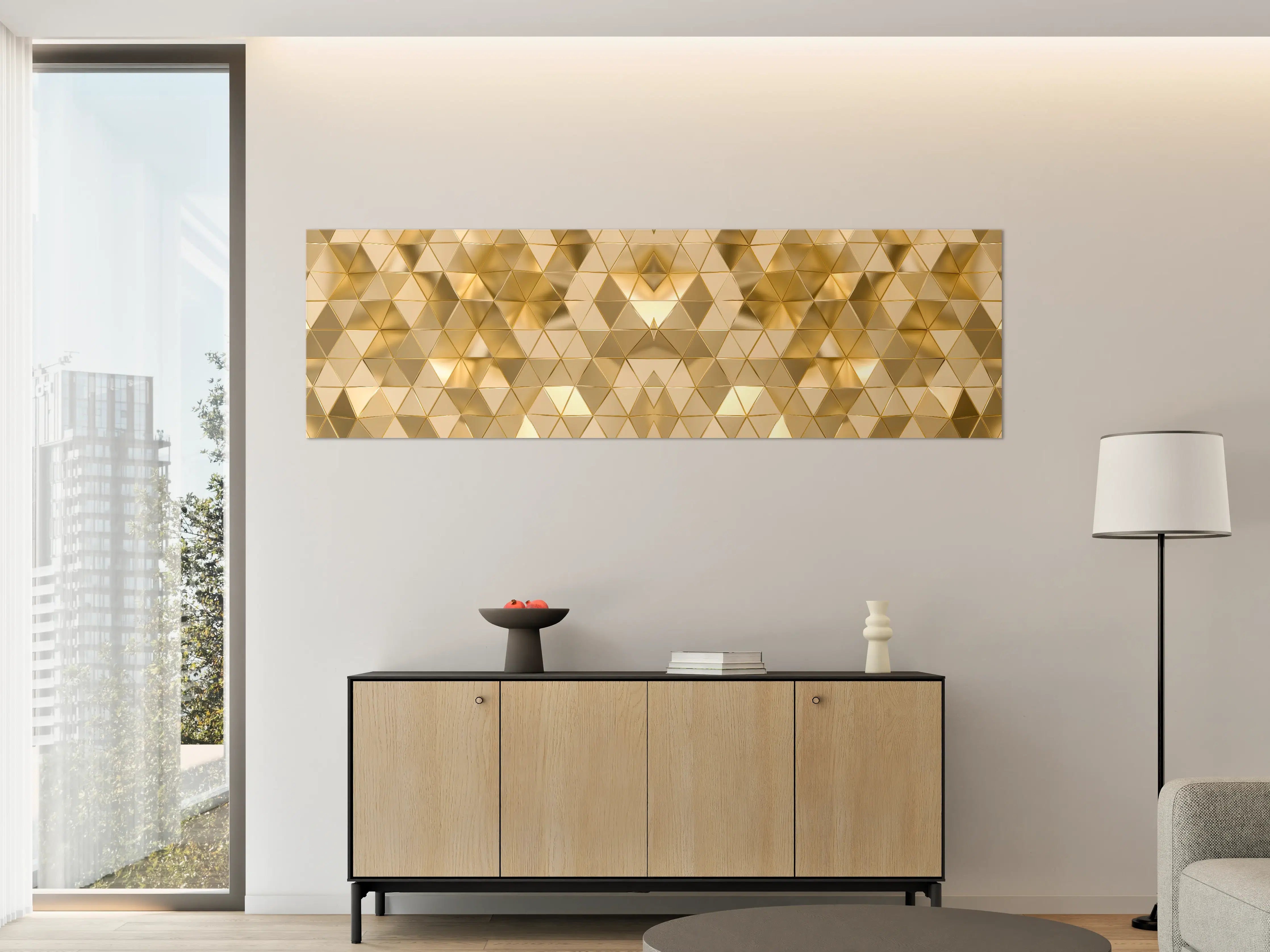 Große Wandbilder - Goldenes Geometrie-Muster