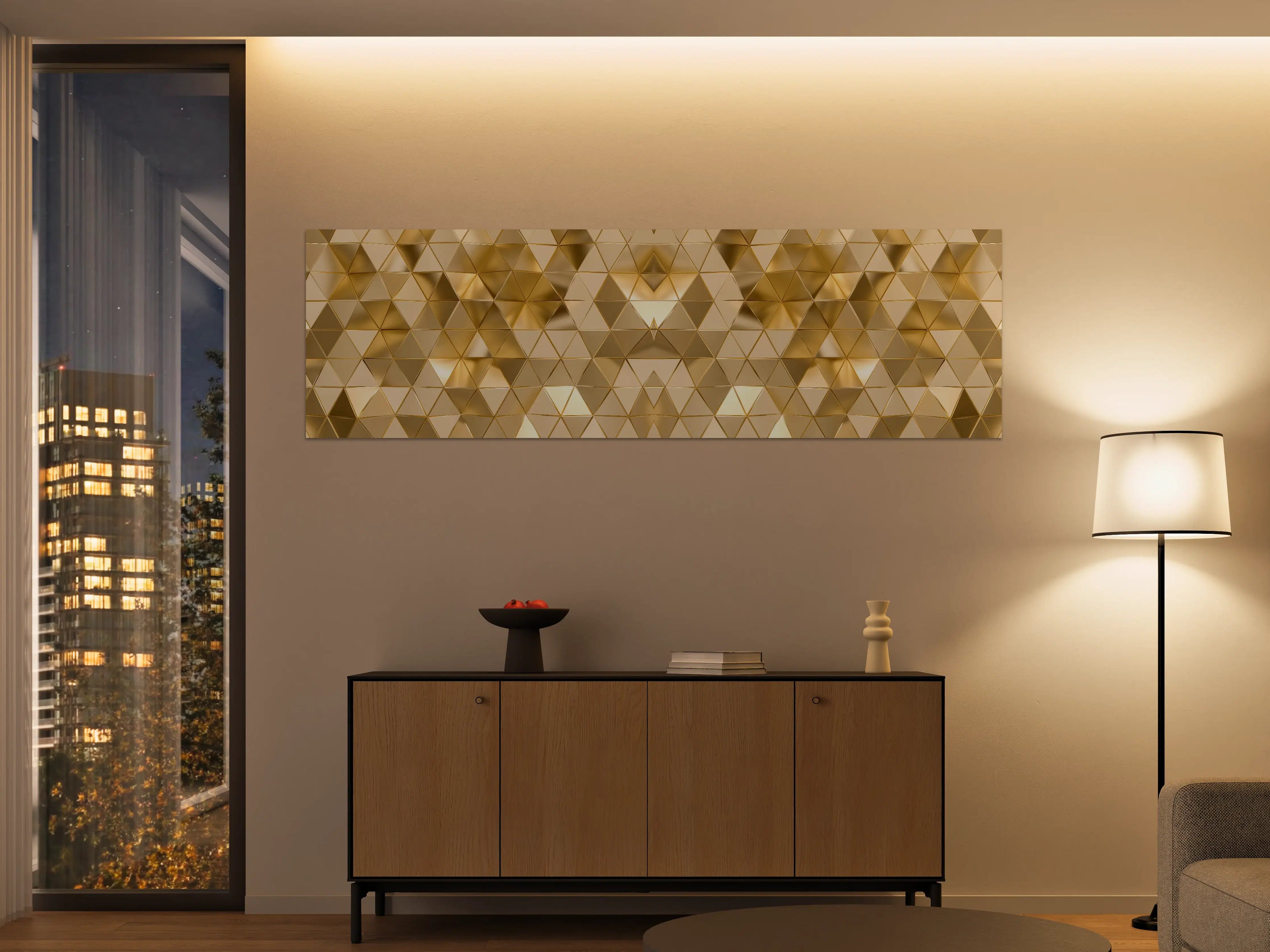 Große Wandbilder - Goldenes Geometrie-Muster