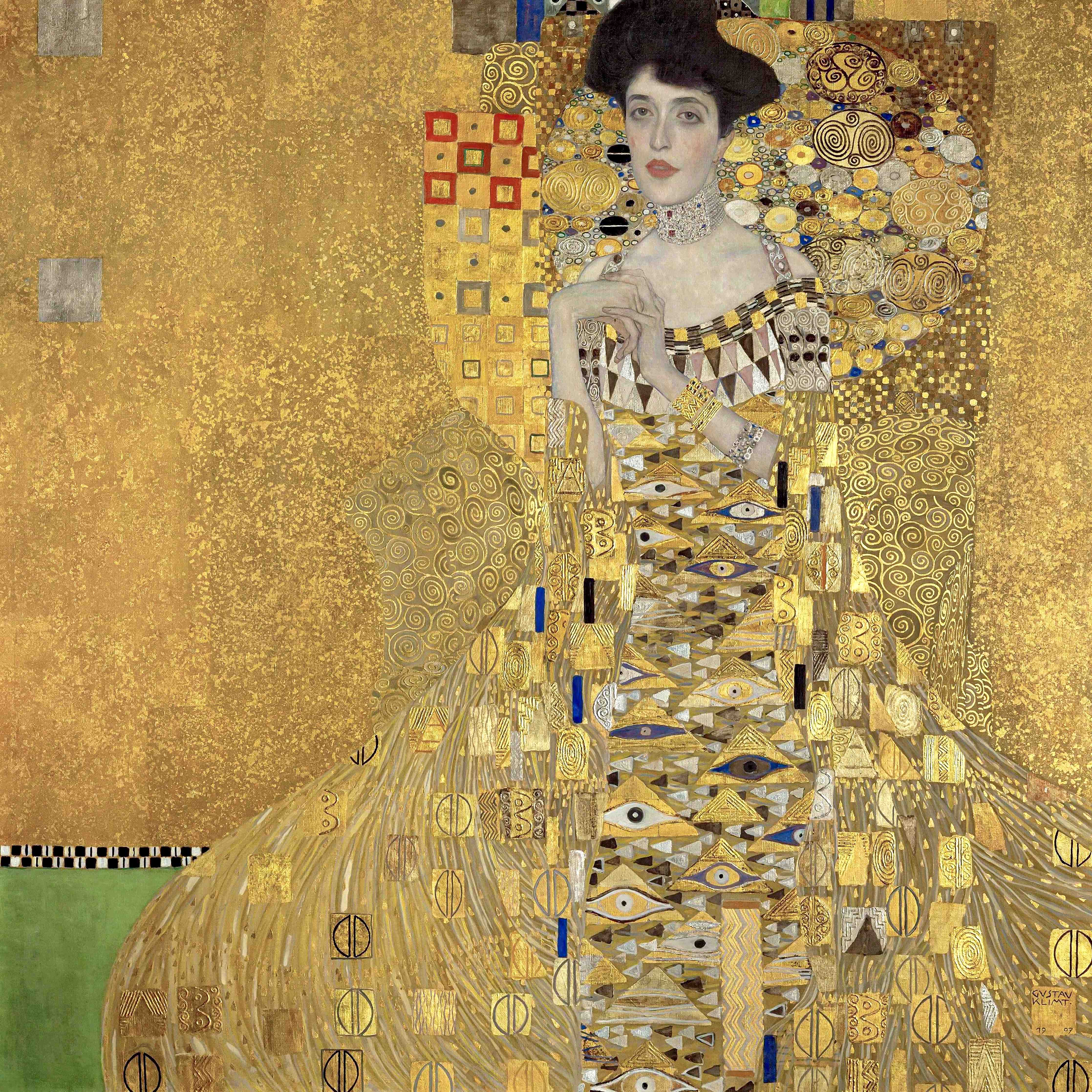 Große Wandbilder-Goldenes Kunstwerk mit eleganter Dame