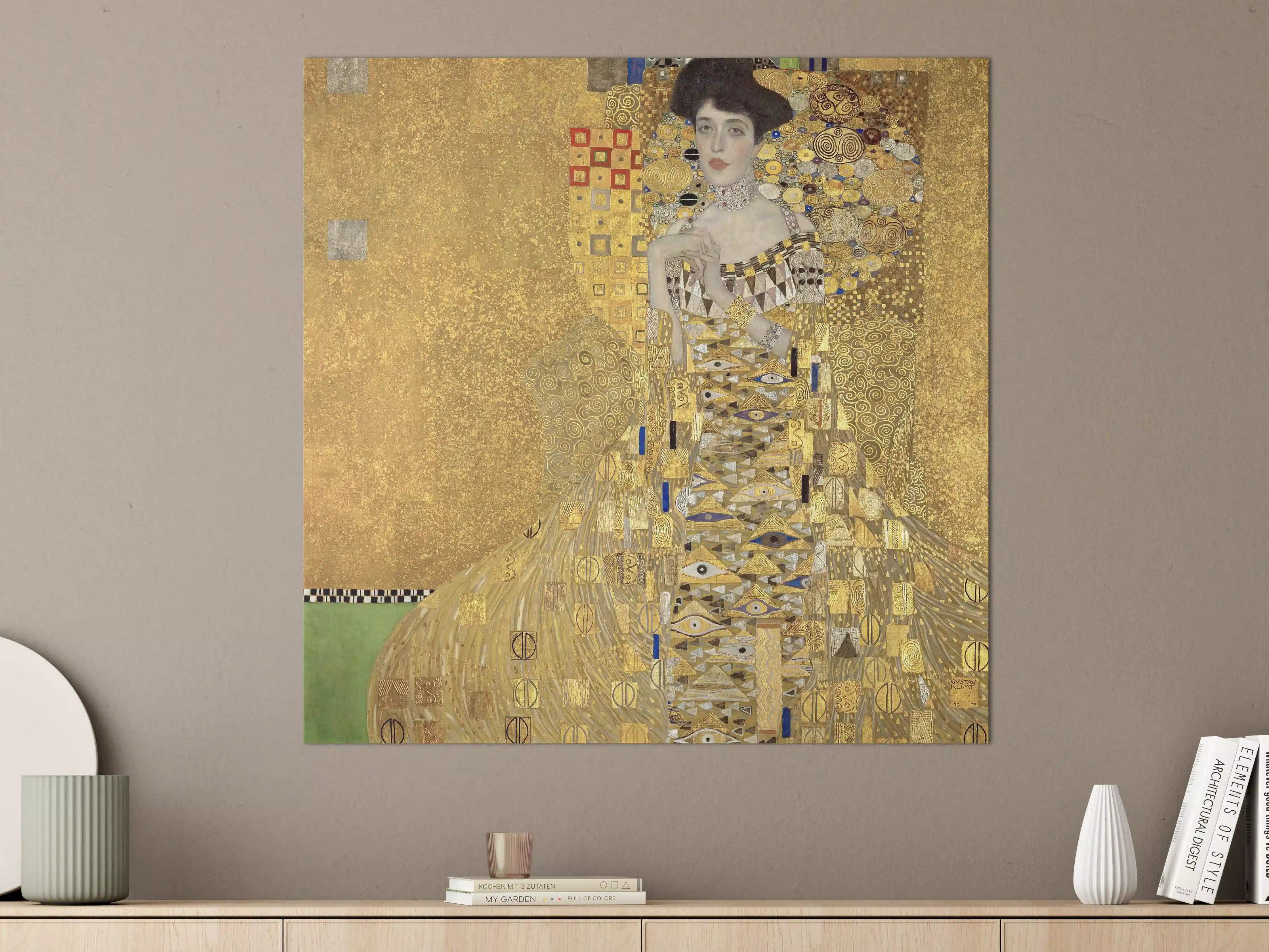 Große Wandbilder - Goldenes Kunstwerk mit eleganter Dame
