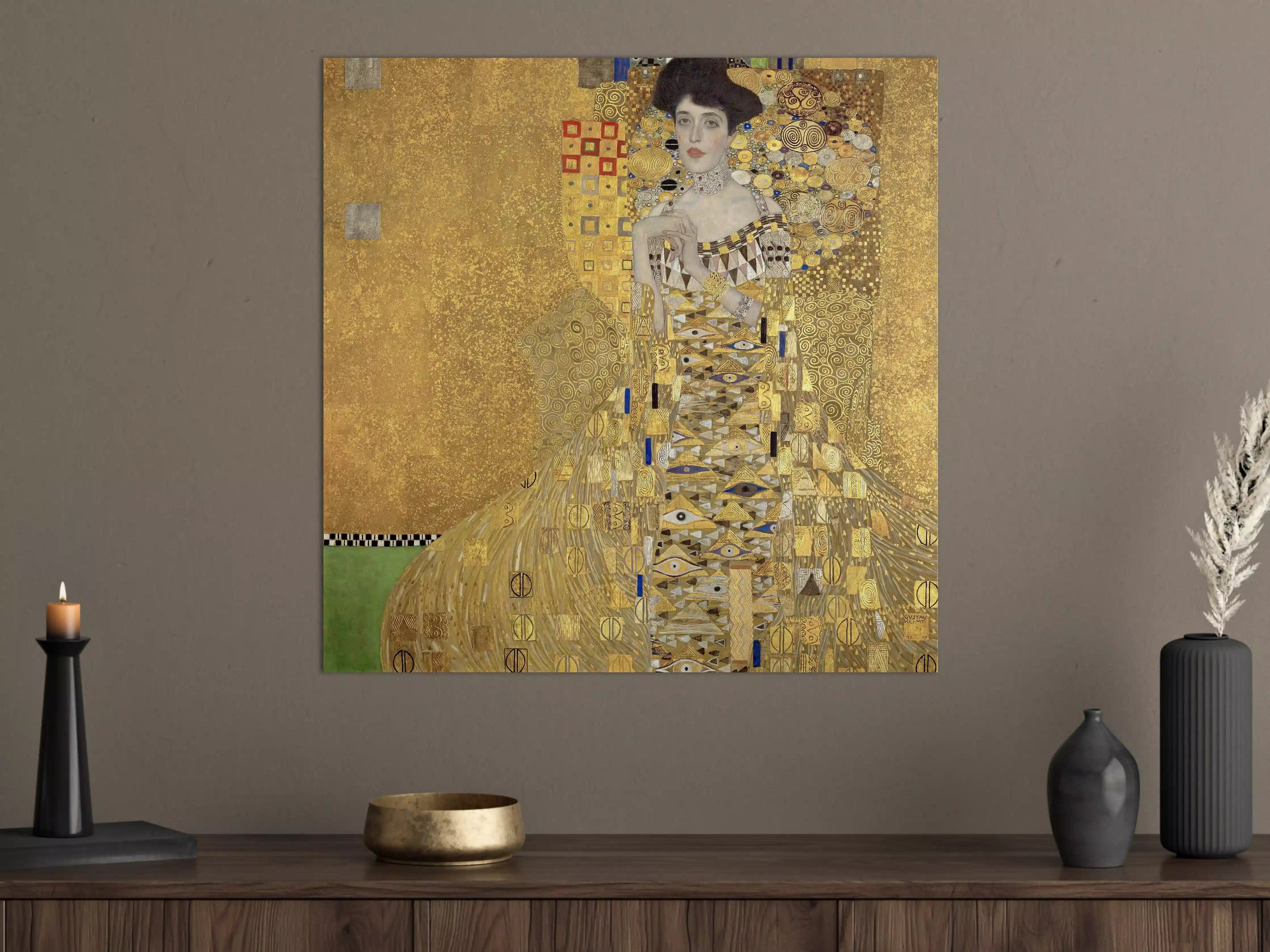 Große Wandbilder - Goldenes Kunstwerk mit eleganter Dame