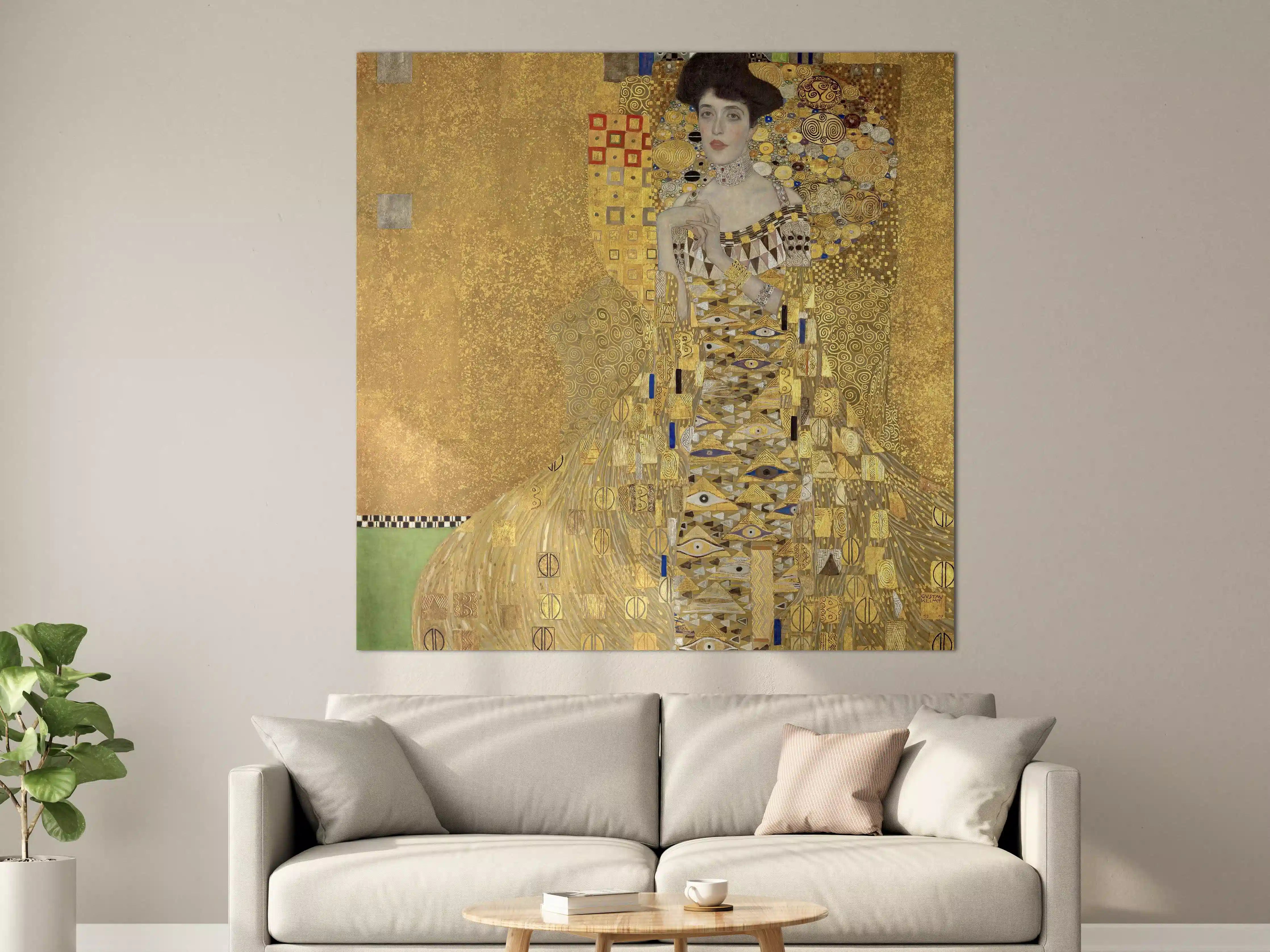Große Wandbilder - Goldenes Kunstwerk mit eleganter Dame