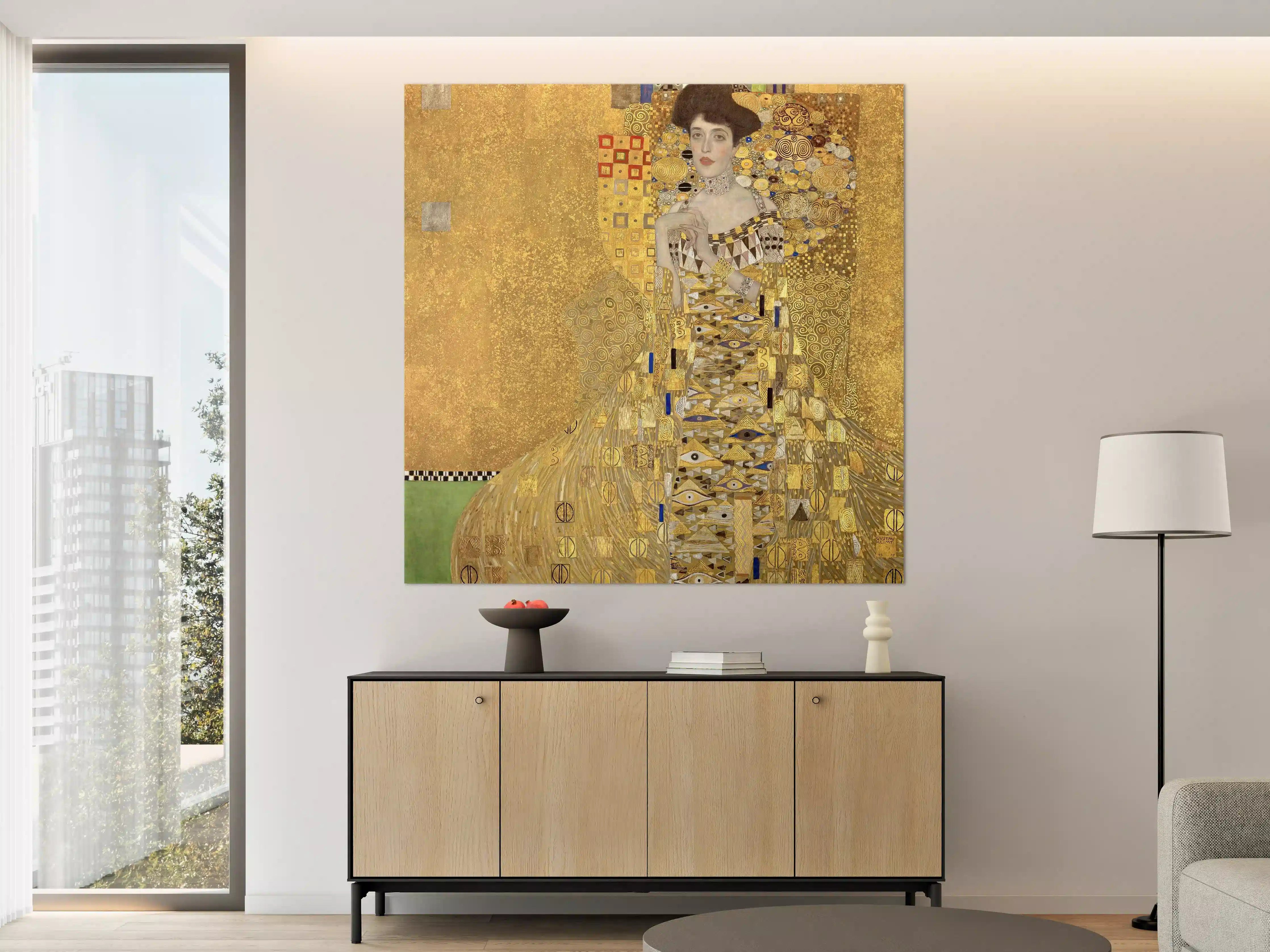 Große Wandbilder - Goldenes Kunstwerk mit eleganter Dame
