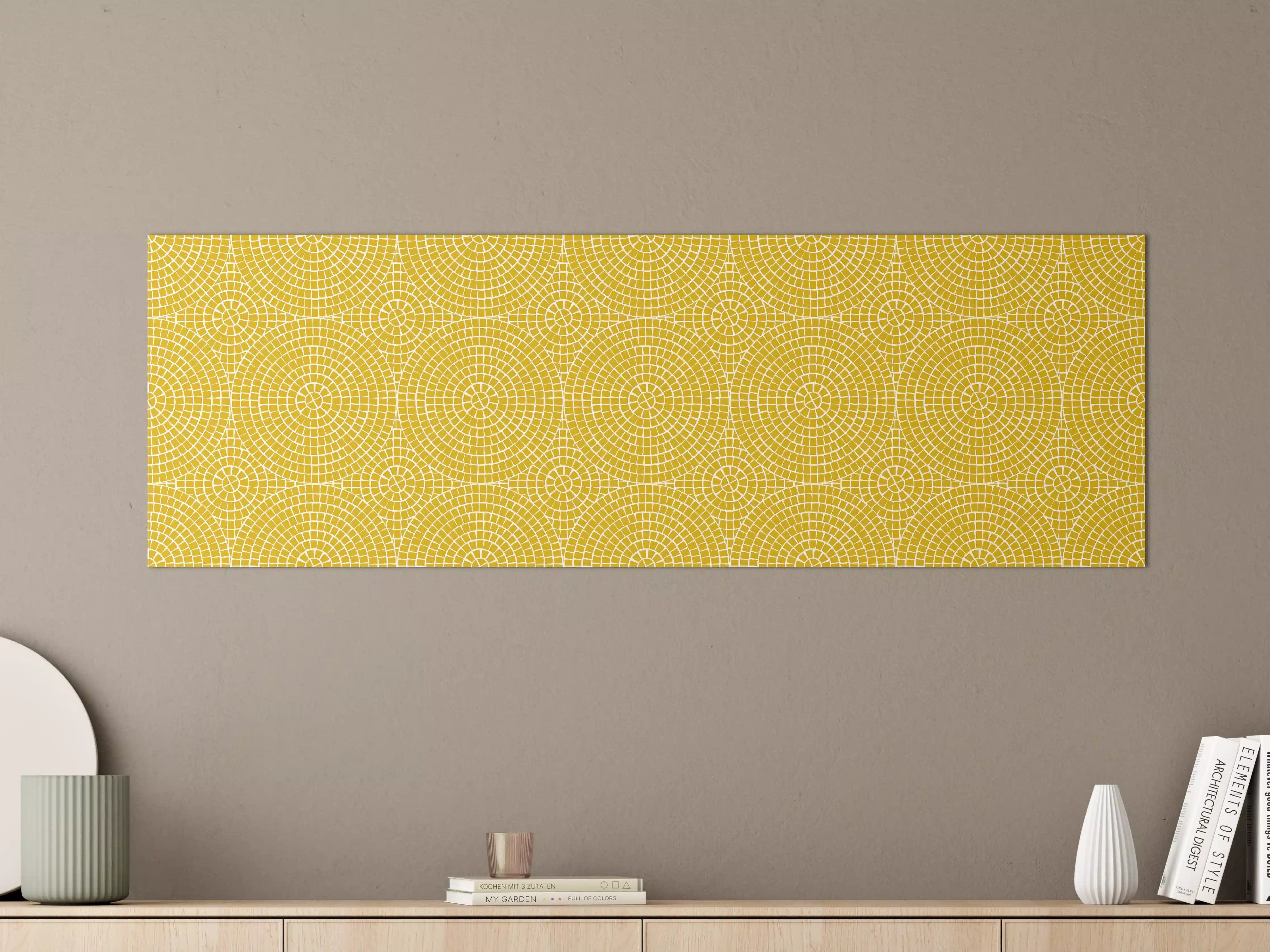 Große Wandbilder - Goldenes Muster mit runden Geometrien