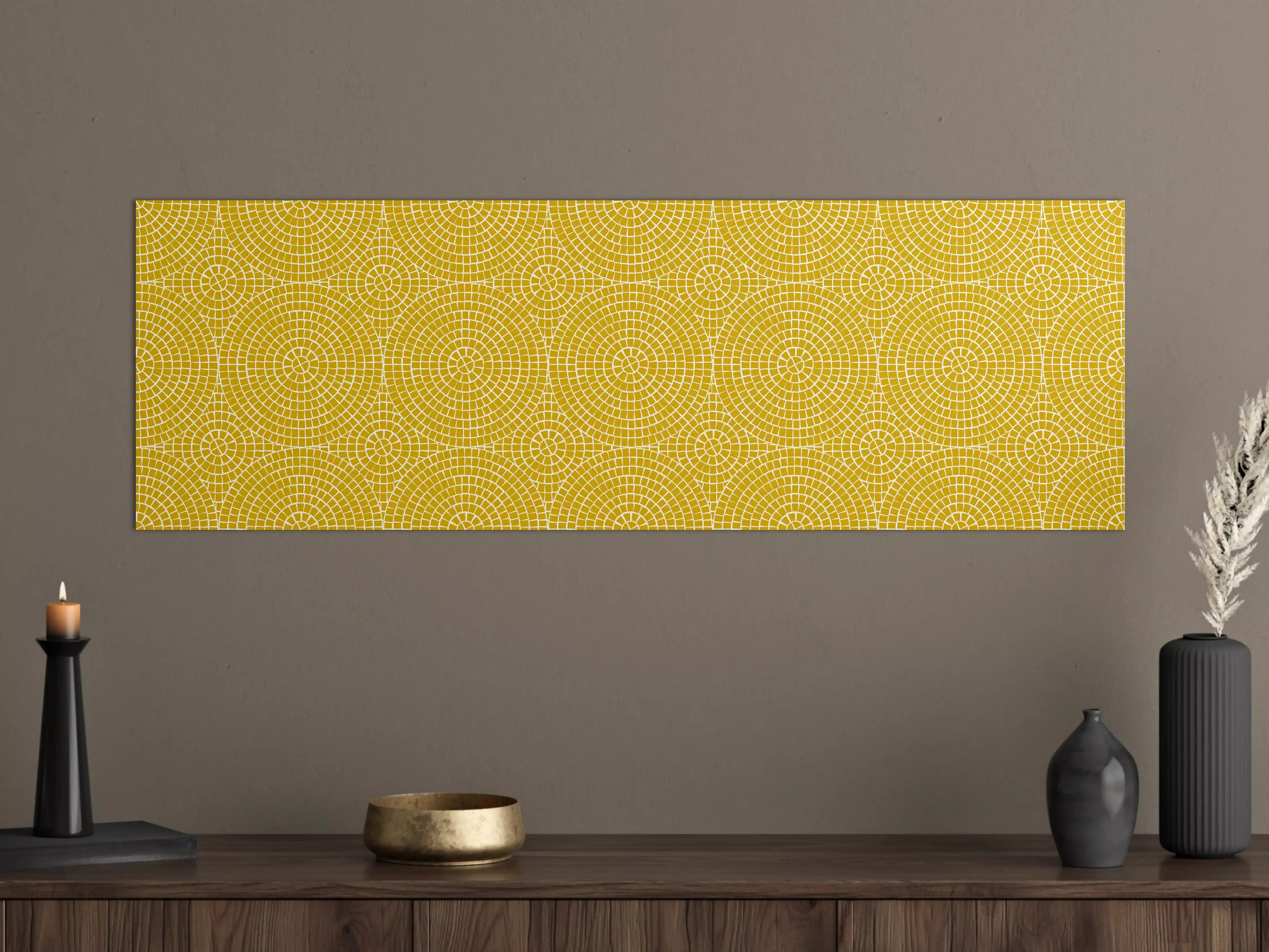 Große Wandbilder - Goldenes Muster mit runden Geometrien