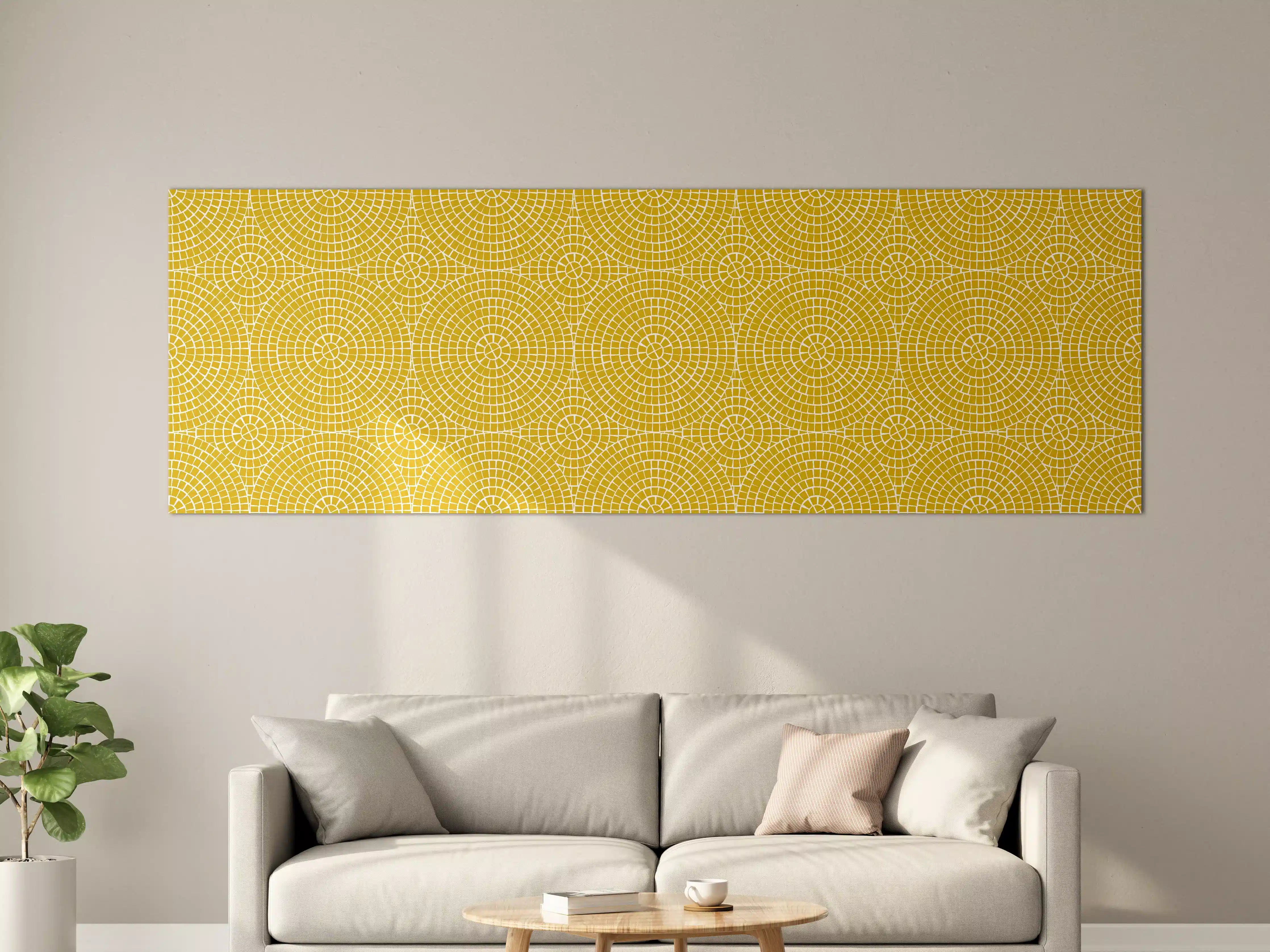 Große Wandbilder - Goldenes Muster mit runden Geometrien