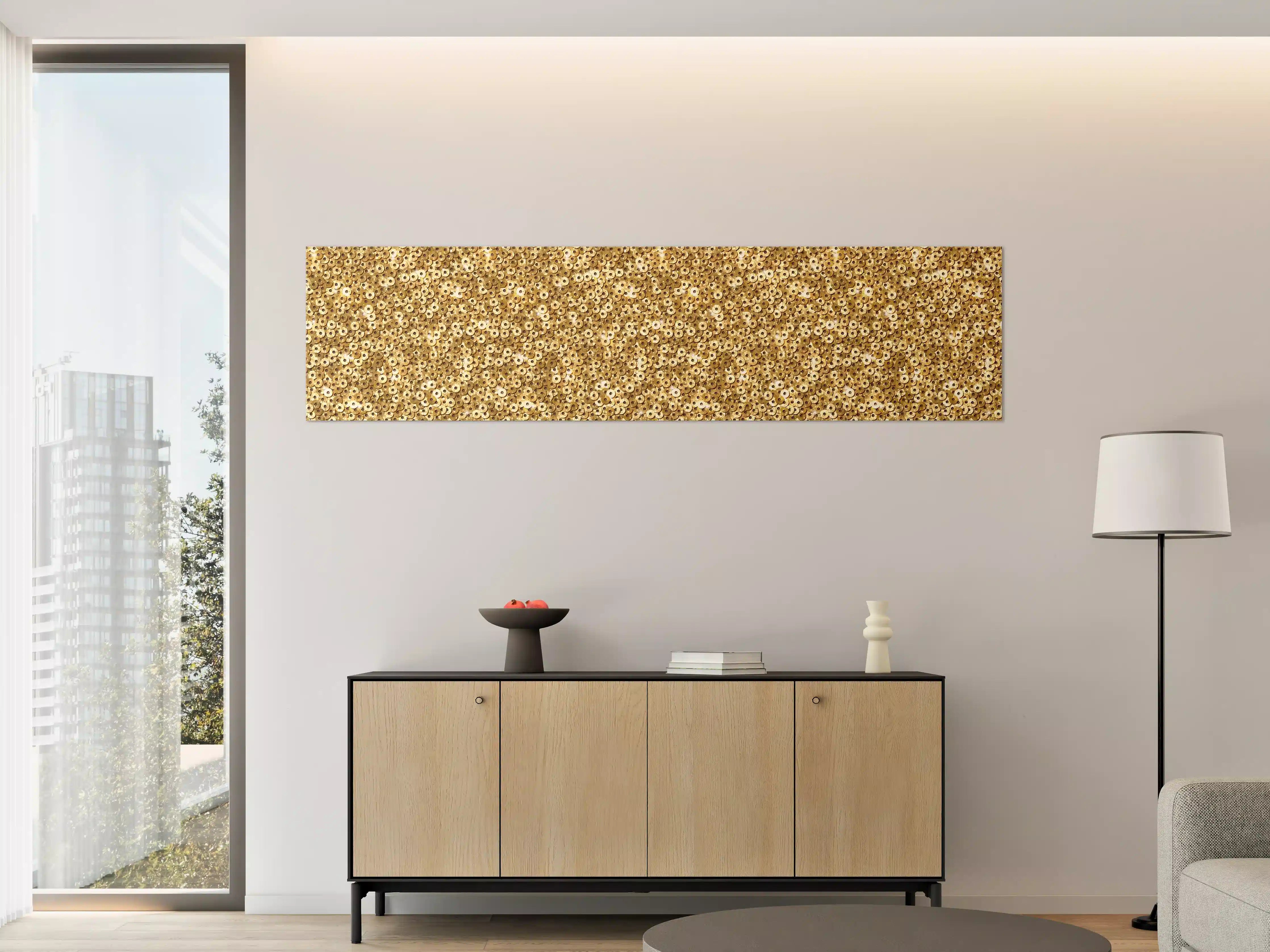 Große Wandbilder - Goldenes Pailletten-Muster