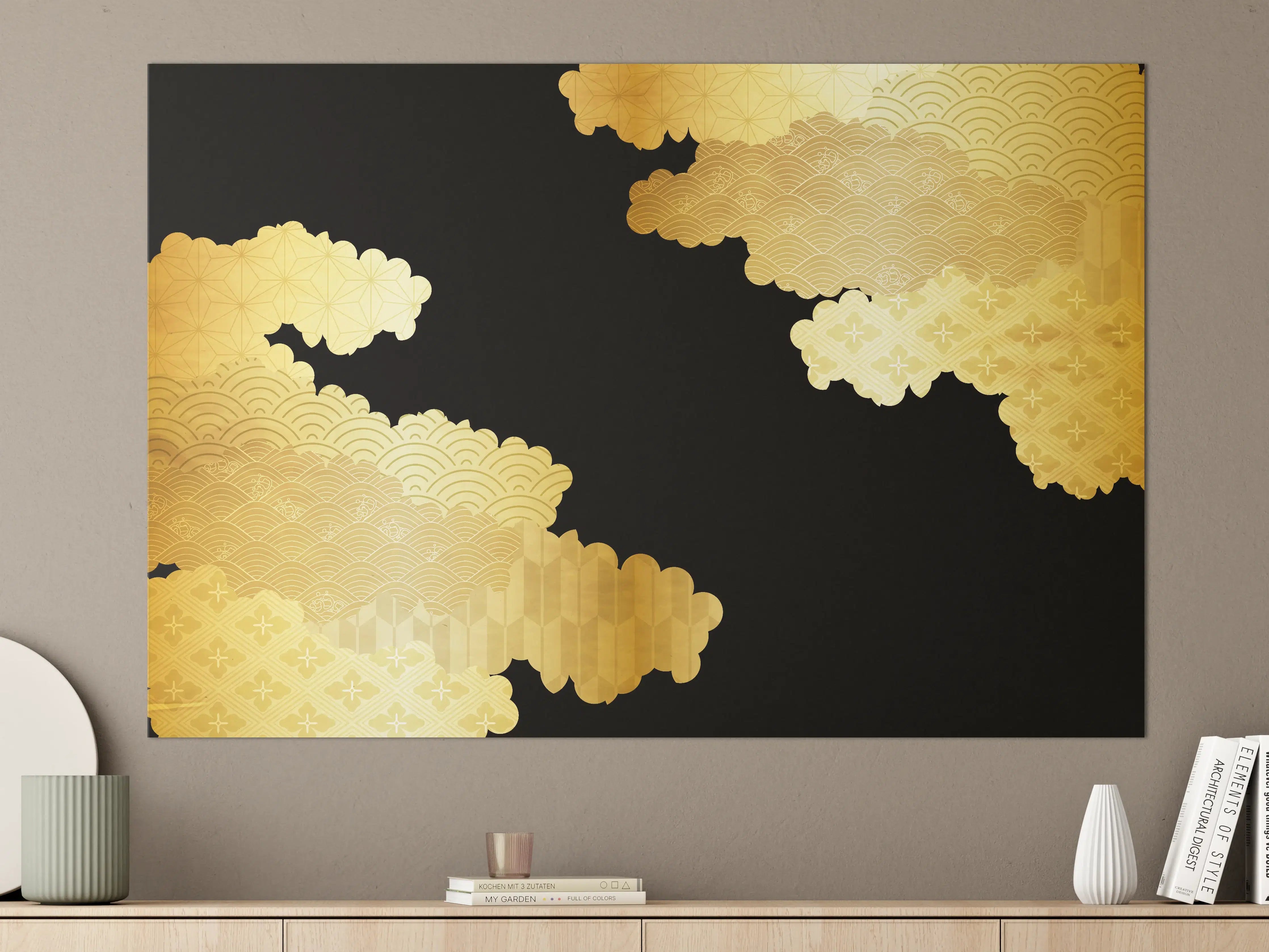Große Wandbilder - Goldenes Wolkendesign Muster