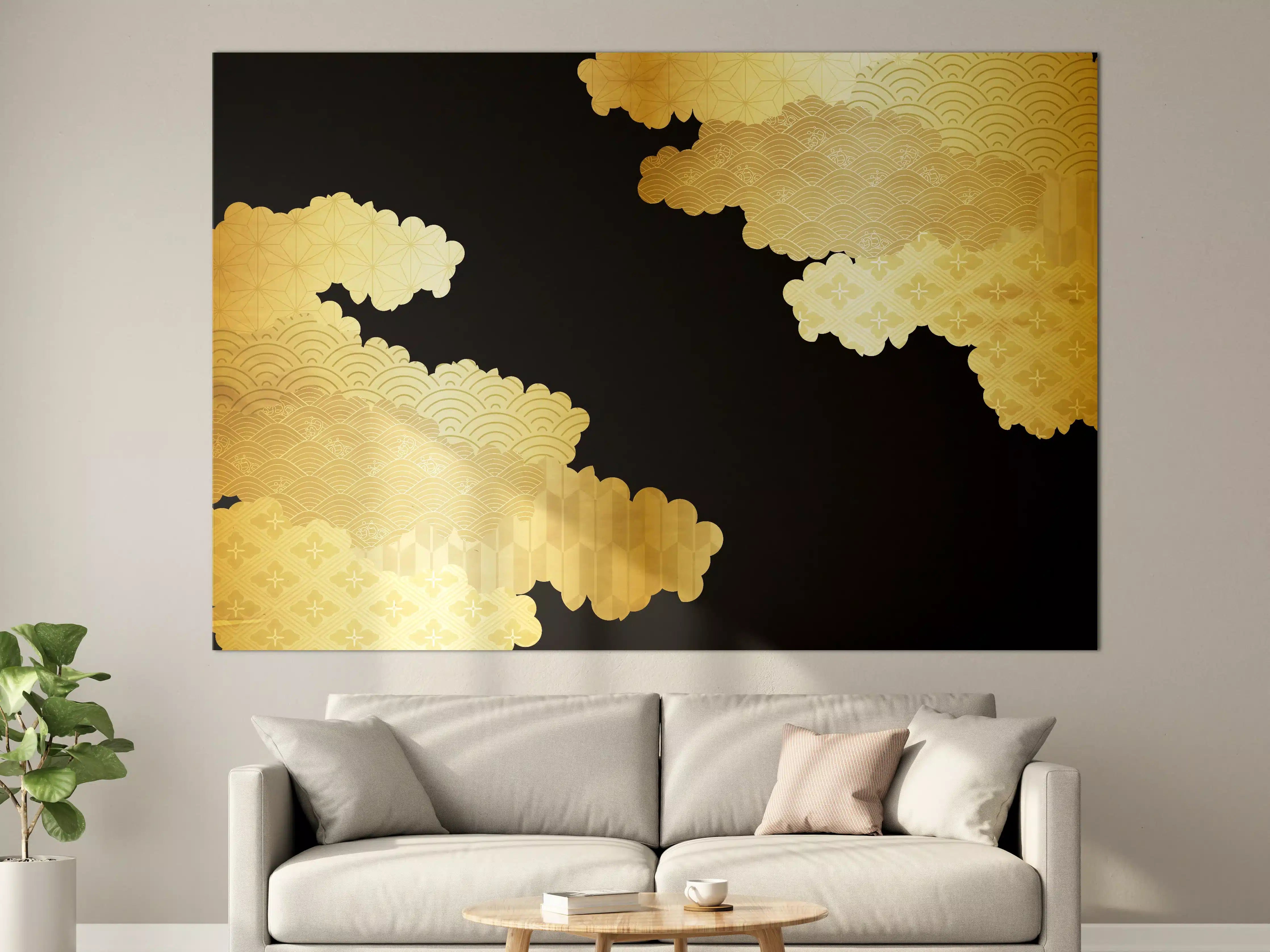 Große Wandbilder - Goldenes Wolkendesign Muster