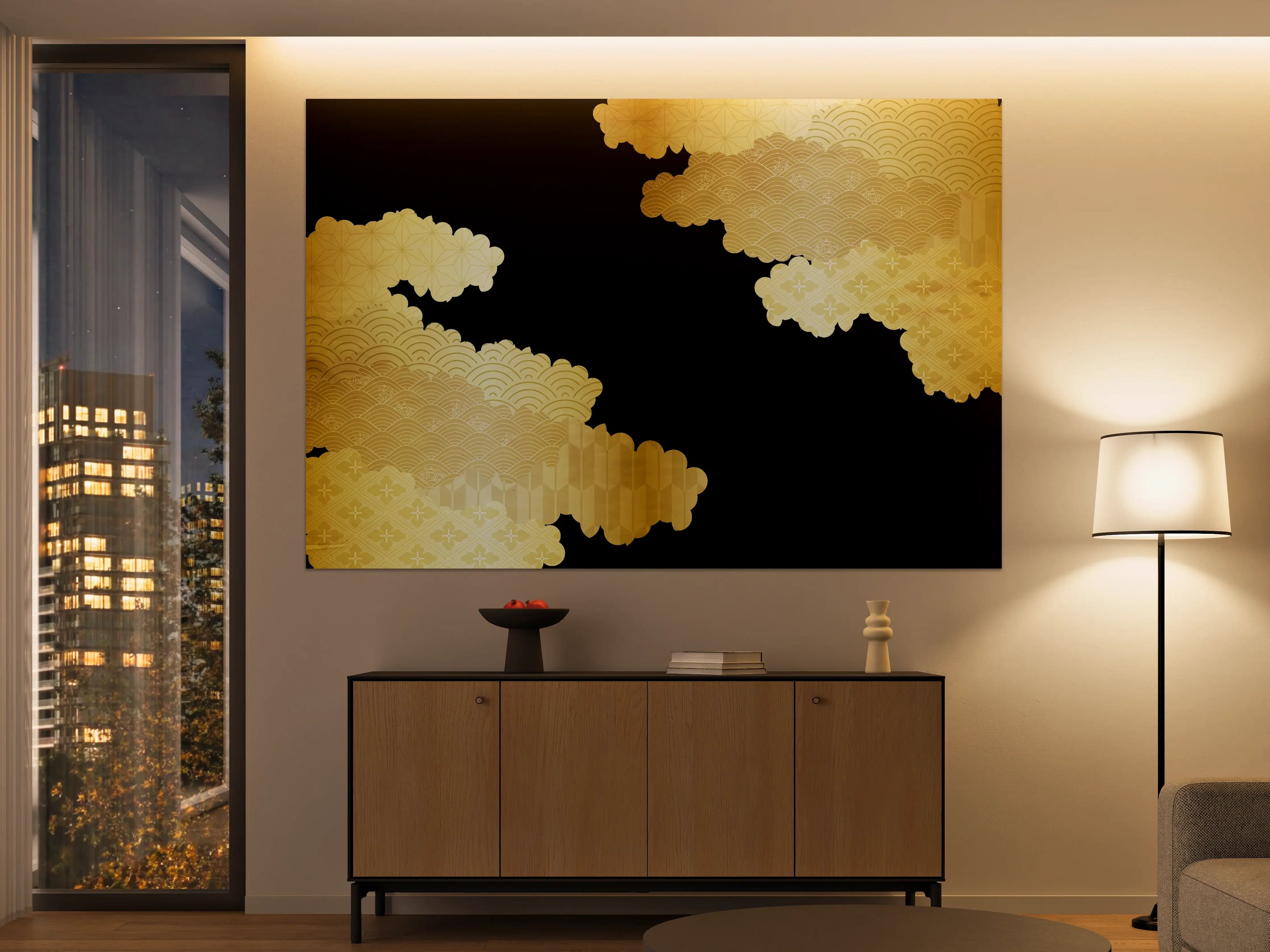 Große Wandbilder - Goldenes Wolkendesign Muster