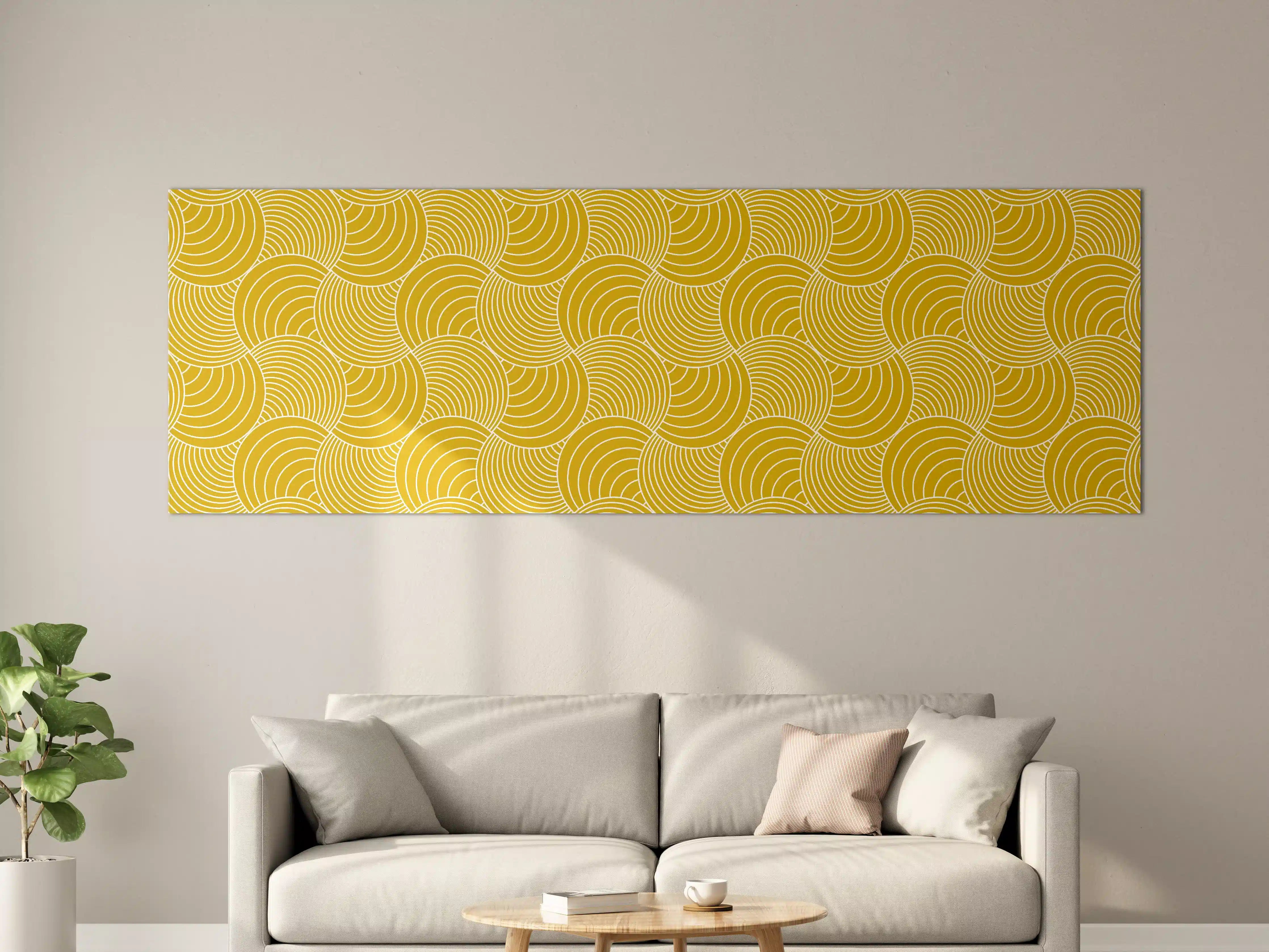 Große Wandbilder - Goldenes geometrisches Muster mit Wellenlinien